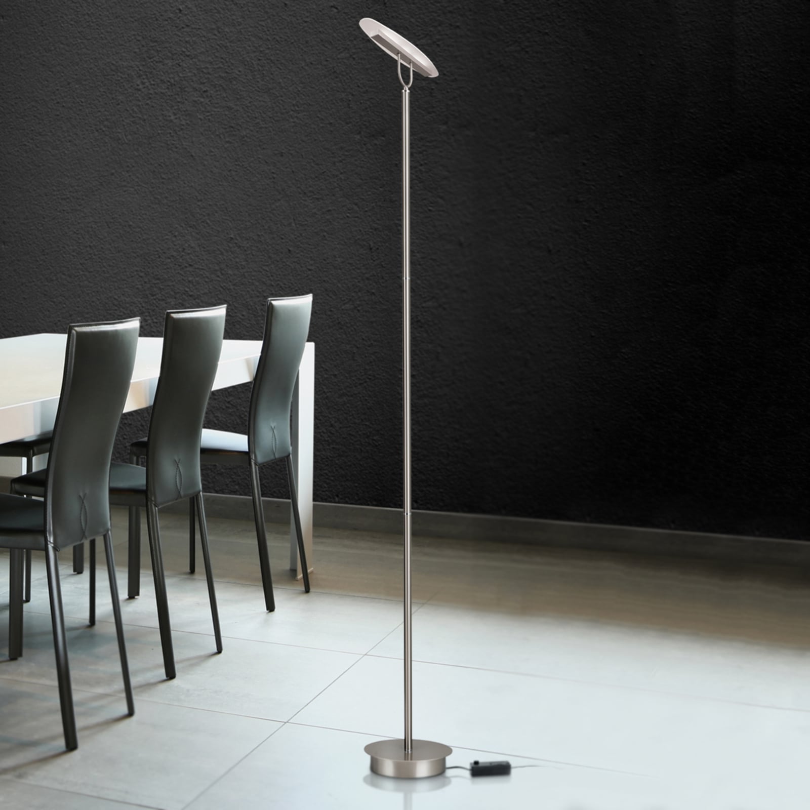 Orion Dimmable LED floor lamp Sabira, for Living / Dining Room, metal, glass, energy efficiency: A+, L: 40 cm, W: 22 cm, H: 185 cm