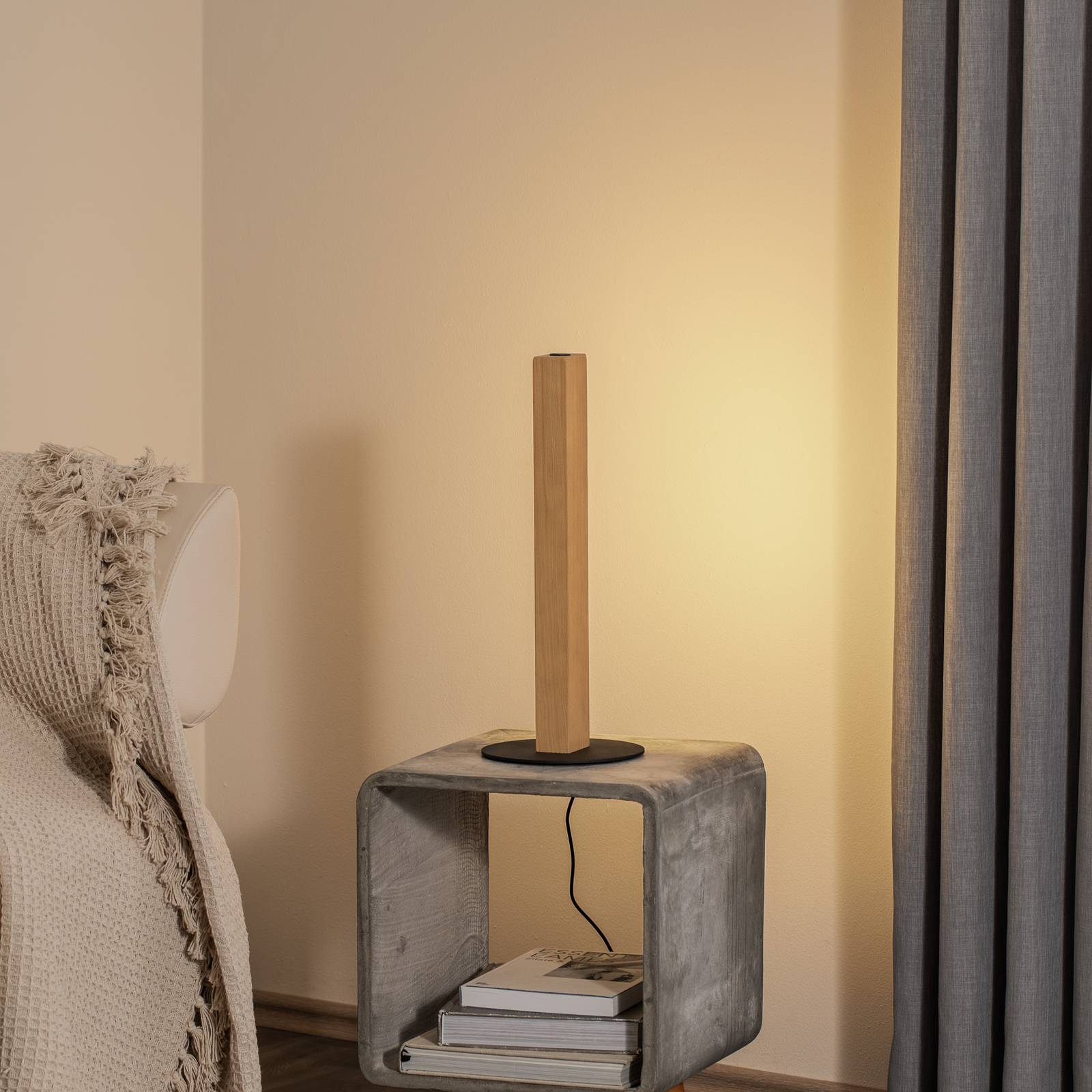 LED-Holztischleuchte Teo, buche, 42 cm, Touchdimmer günstig online kaufen