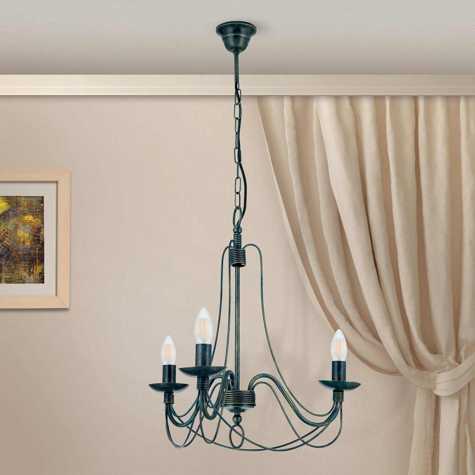 3-punktowa lampa wisząca CLARA w stylu dworkowym