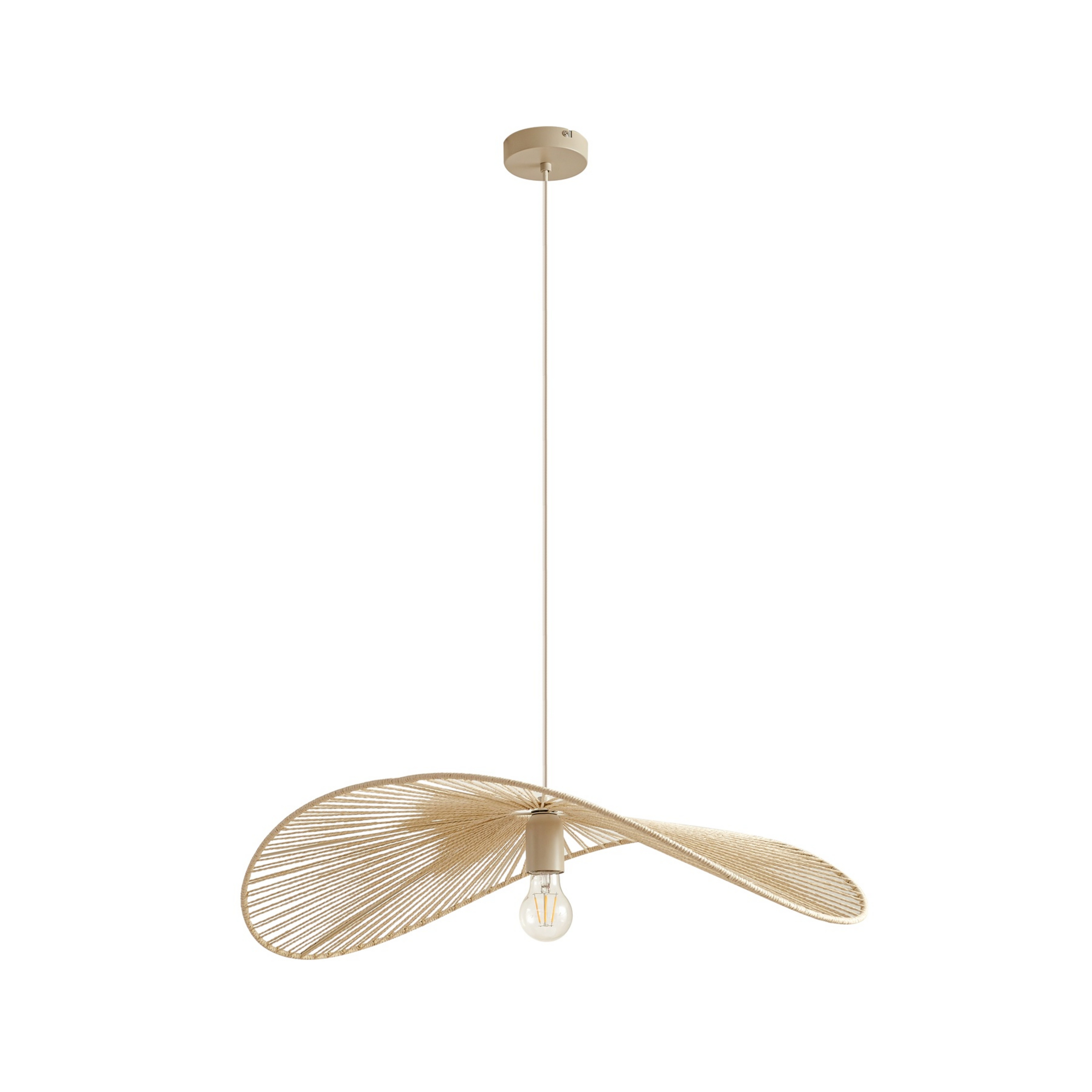 Valdorin hänglampa, längd 75 cm, beige, papper - Lindby