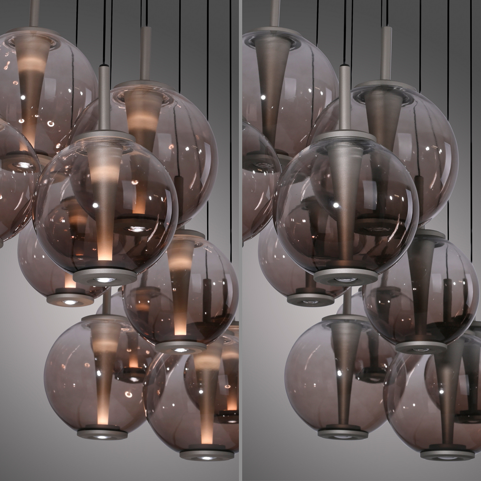 E-Infinity LED-Hängelampe bronze/amber, 198cm, 10-flg - PURE E-Infinity LED-Hängelampe bronze/amber, 198cm, 10-flg - PURE