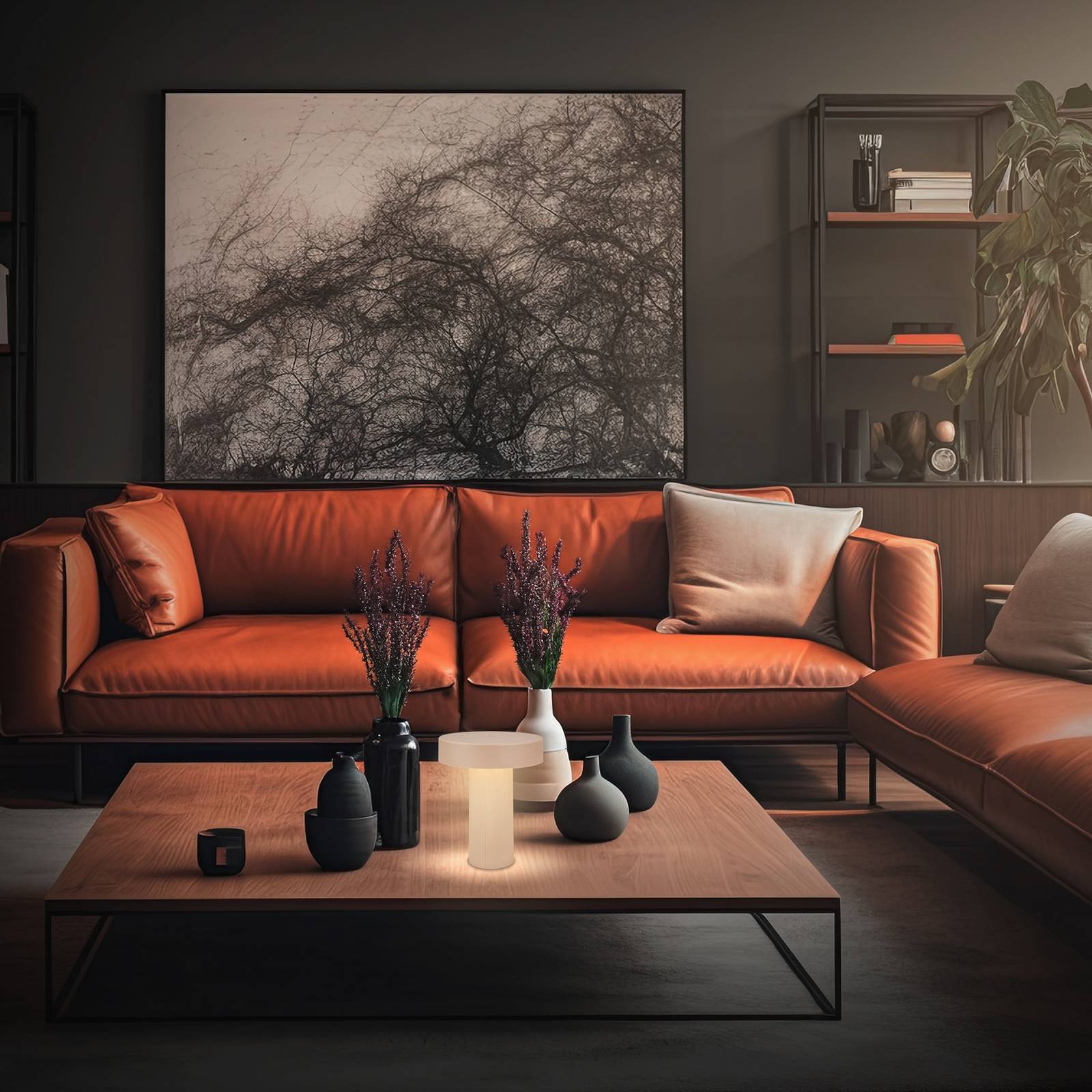 LED-Akku-Tischleuchte Bito, beige/beige, Höhe 20 cm, IP44 günstig online kaufen