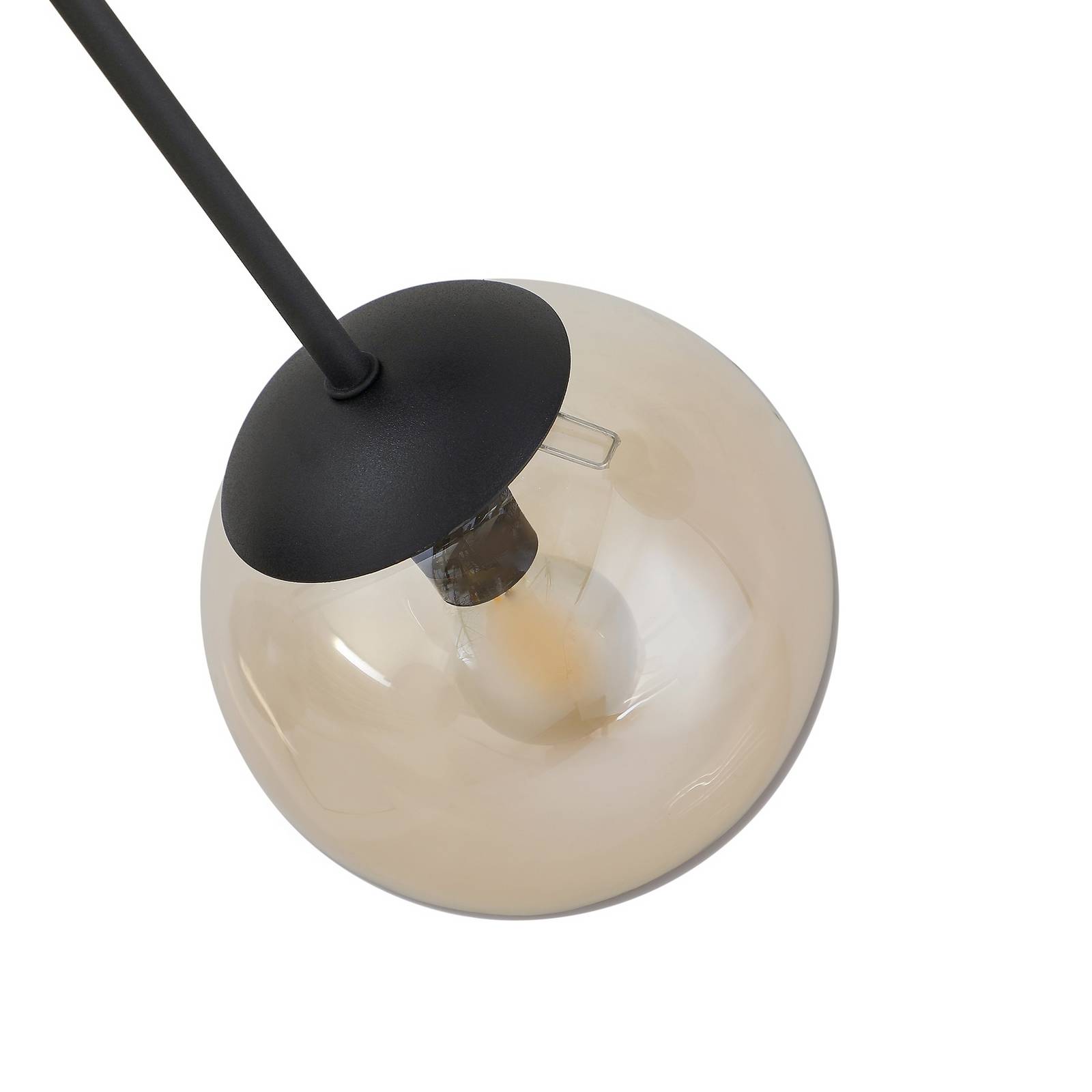 Lampa sufitowa Lindby Isamer, dymny szary/bursztynowy, Ø 80 cm, kula ziemska