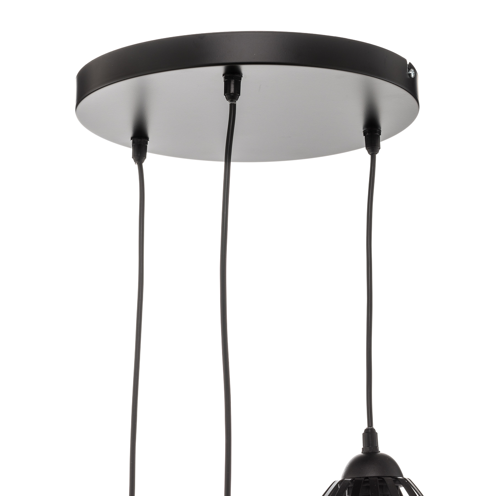 Suspension Dali en noir, à 3 lampes ronde