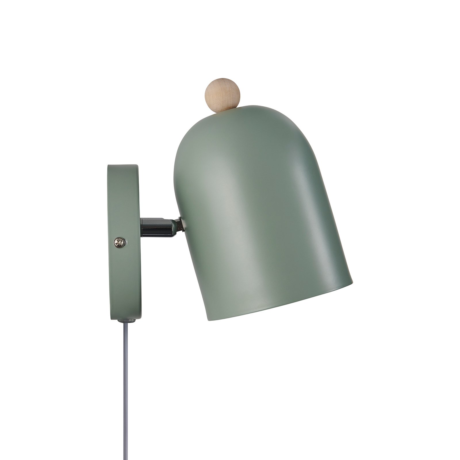 Stenska svetilka Gaston s kablom in vtičem, kovinska, zelena