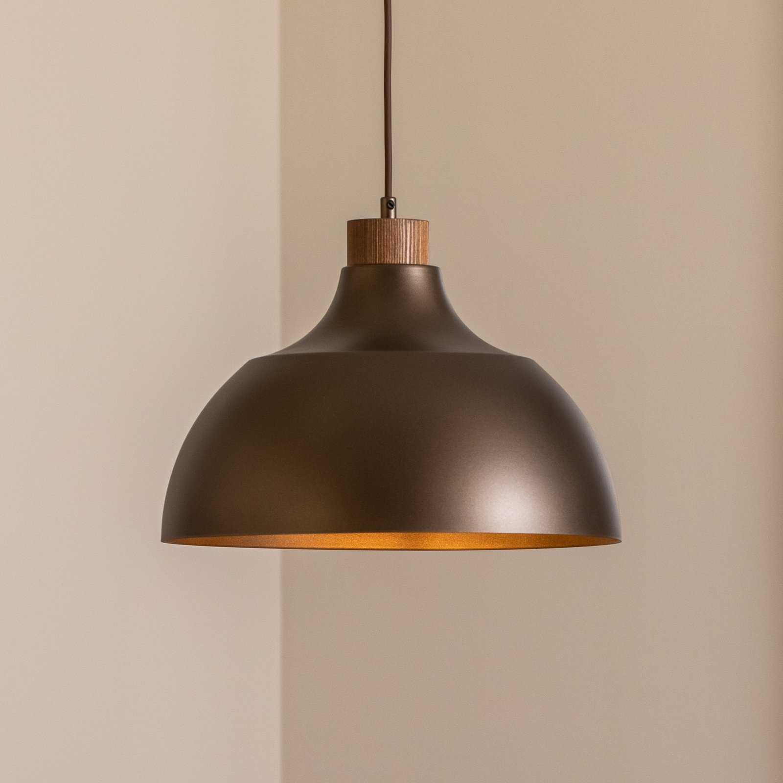 Lampada a sospensione Cap, marrone, metallo, Ø 34 cm, E27