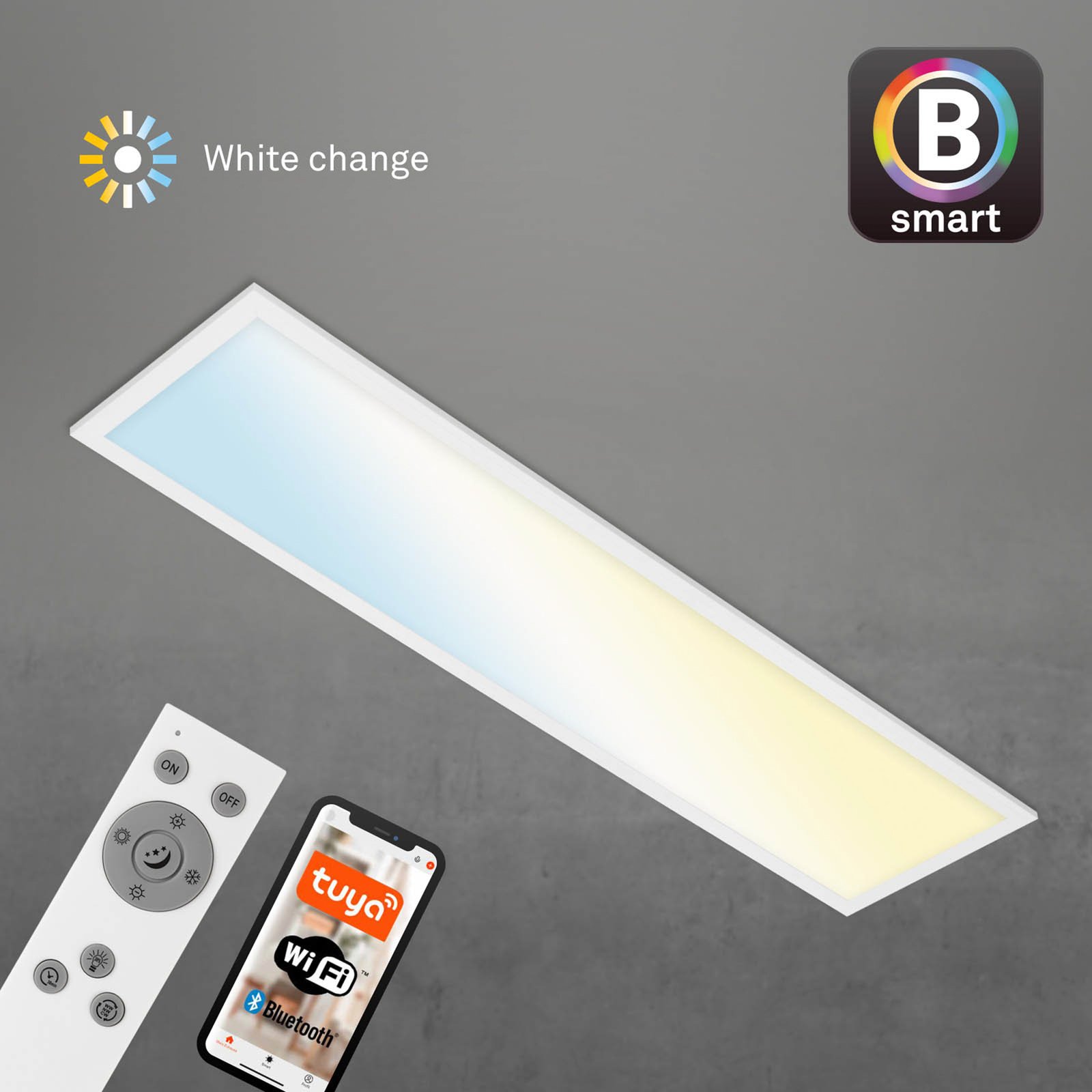 LED ceiling lamp Piatto S dimmable CCT white 100x25cm