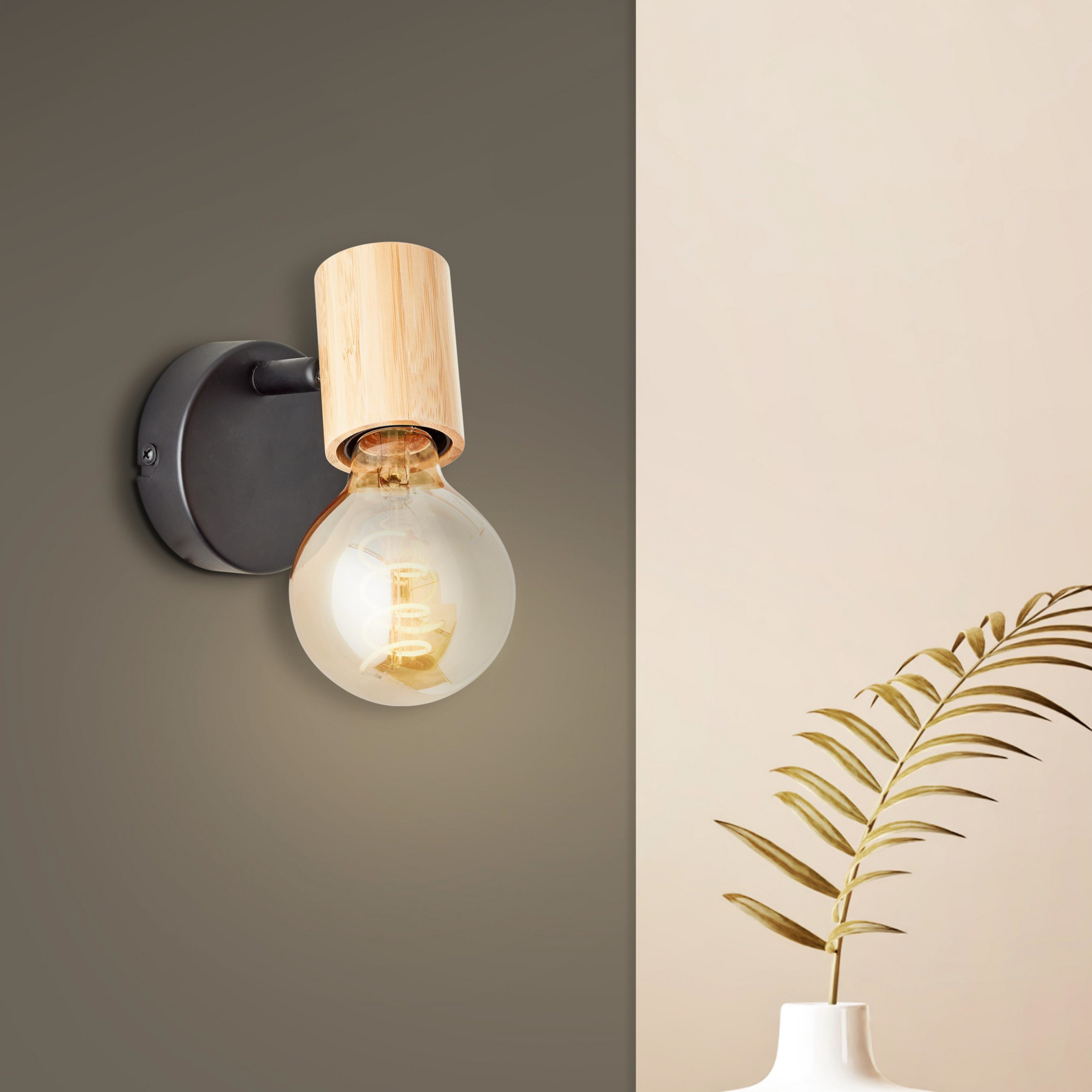 Spot mural Kerry, noir/naturel, largeur 9 cm, bambou