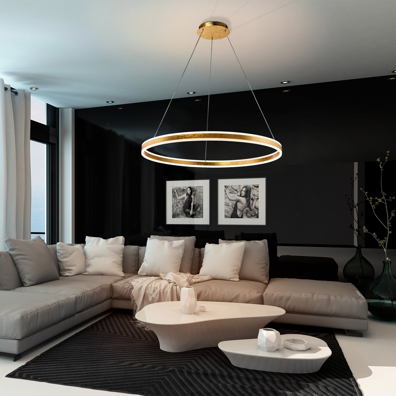Helia LED piekaramais gaismeklis, zelta krāsā, Ø 100 cm, metāls