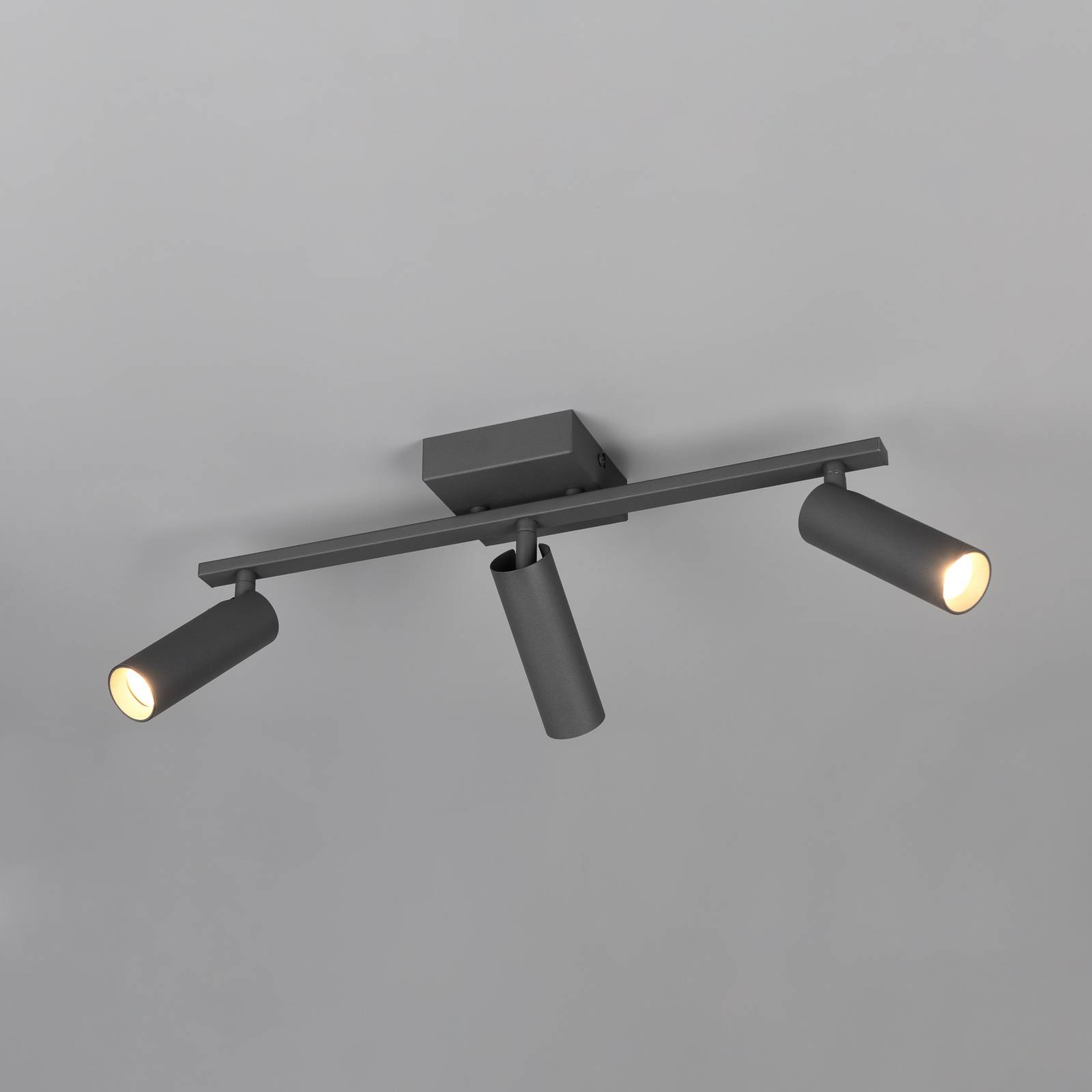 Trio Lighting Plafondspot Dara, lengte 46 cm, antraciet, metaal, 3-lamps.