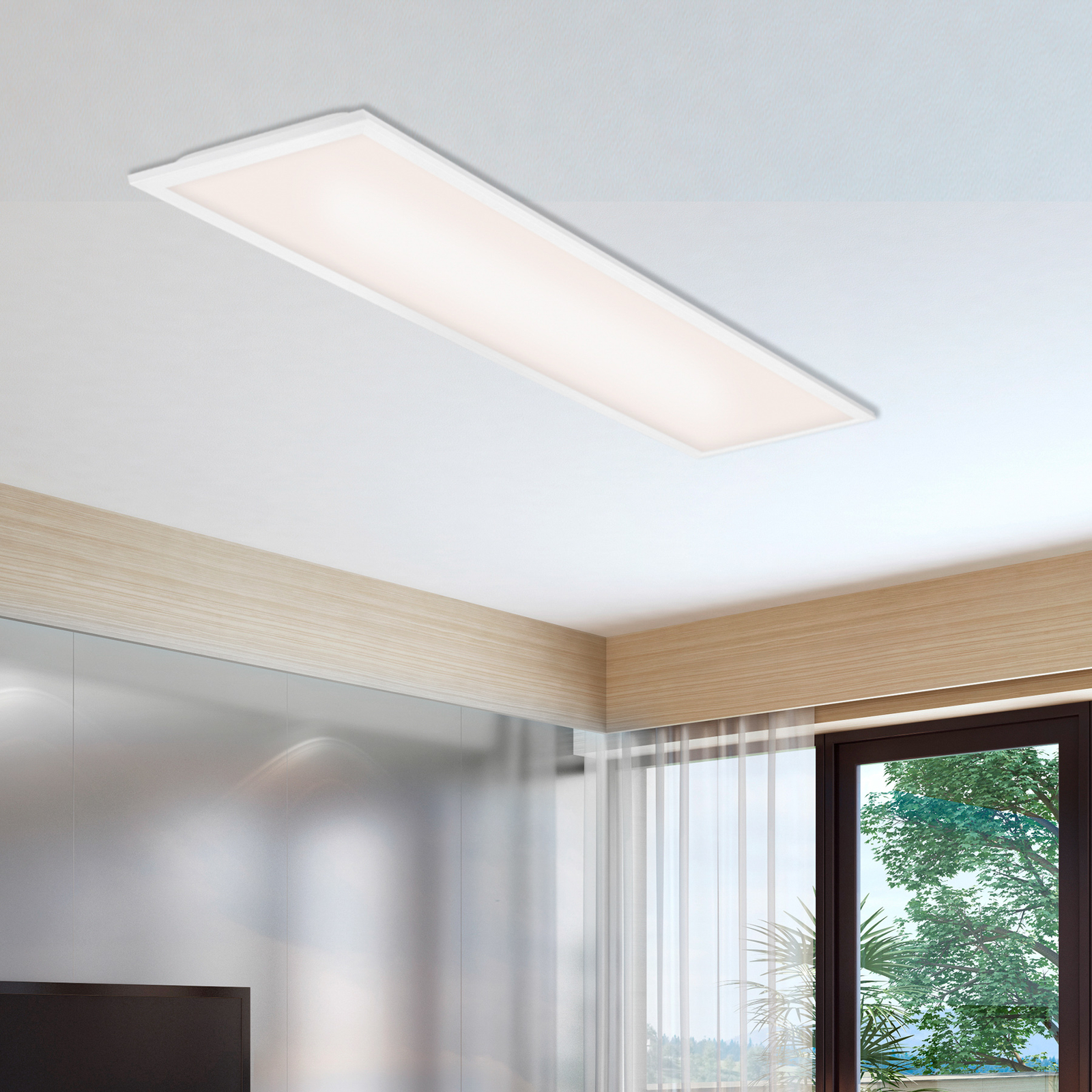 Simple LED panel, white, ultra-flat, 100 x 25 cm