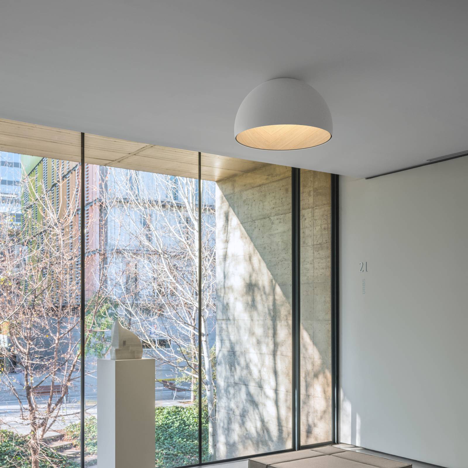  Vibia Vibia Led Ceiling Light Duo, White, Height 19 Cm, Oak Wood 