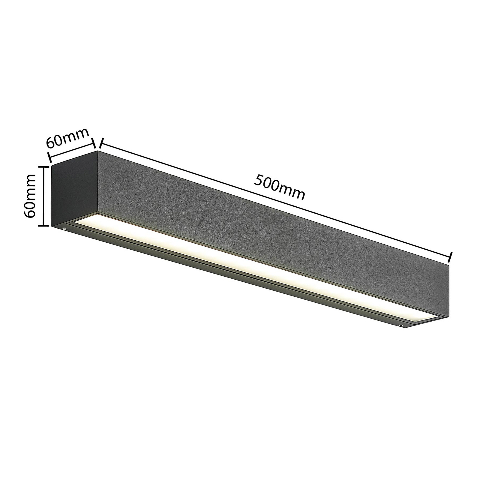 Arcchio LED-Außenwandlampe Lengo, CCT, 50 cm, 2-flg., grafit