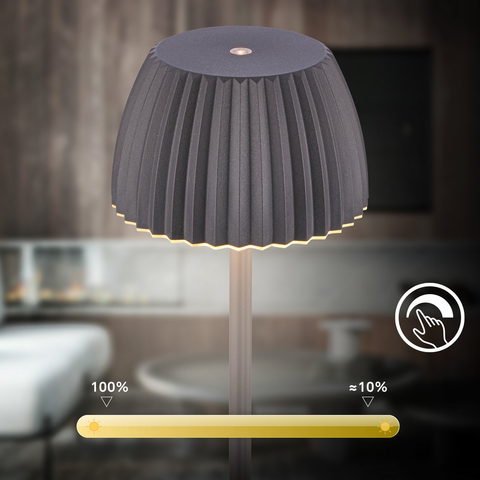 Lampadaire LED rechargeable Brilo unplugged Riffle, anthracite