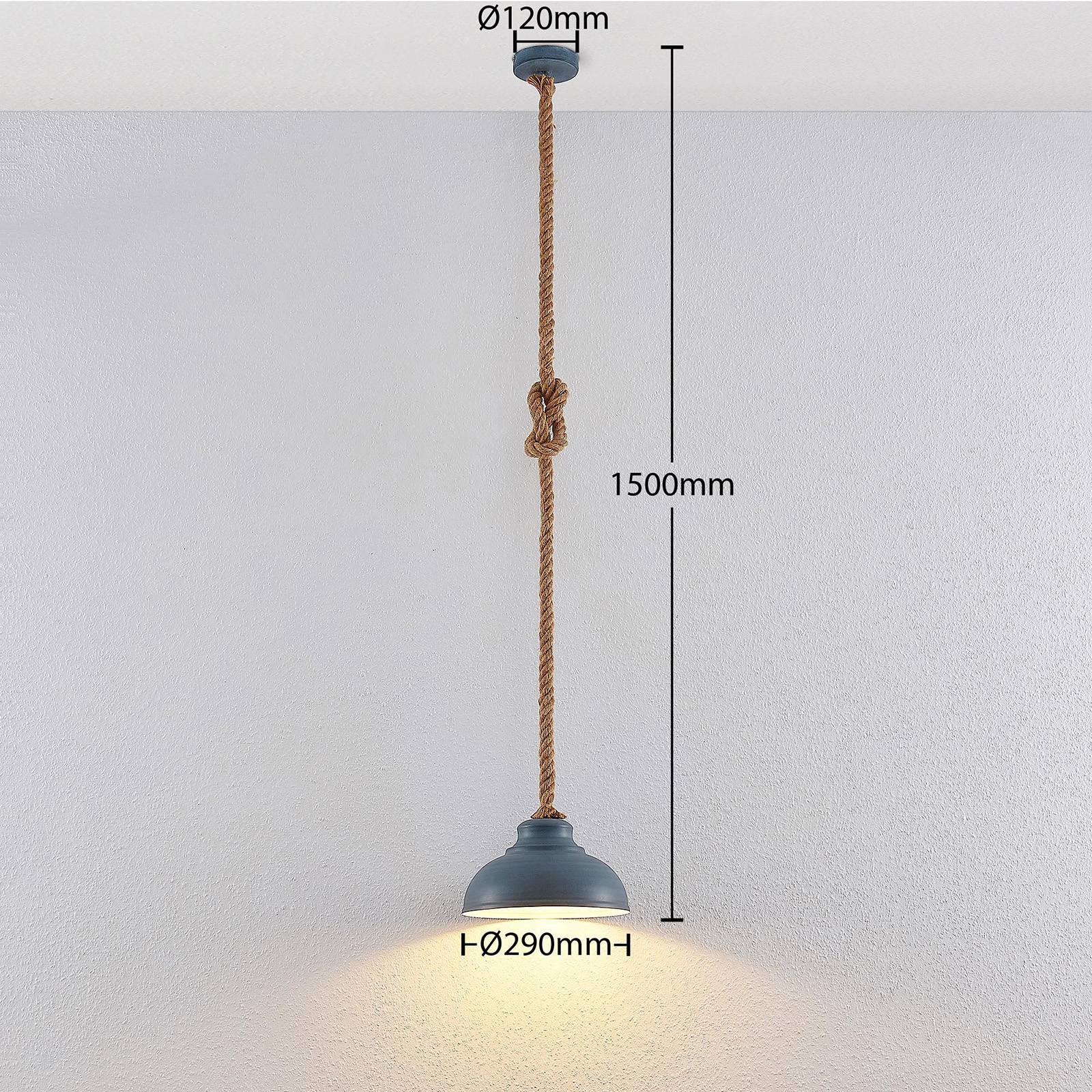 Lampa wisząca Lindby Chaby, Ø 29 cm, 1-punktowa, metal, lina