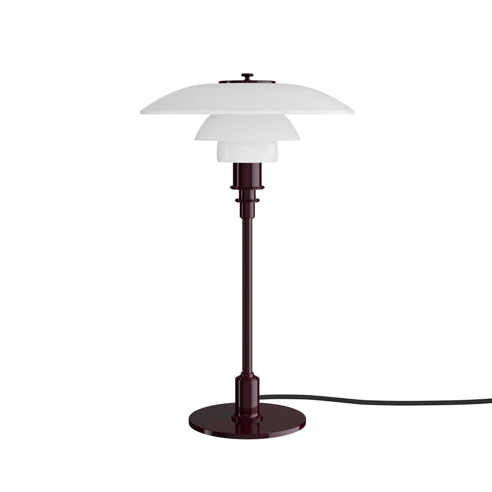 Louis Poulsen Tischlampe PH 3/2, burgunder glänzend, Ø 28 cm