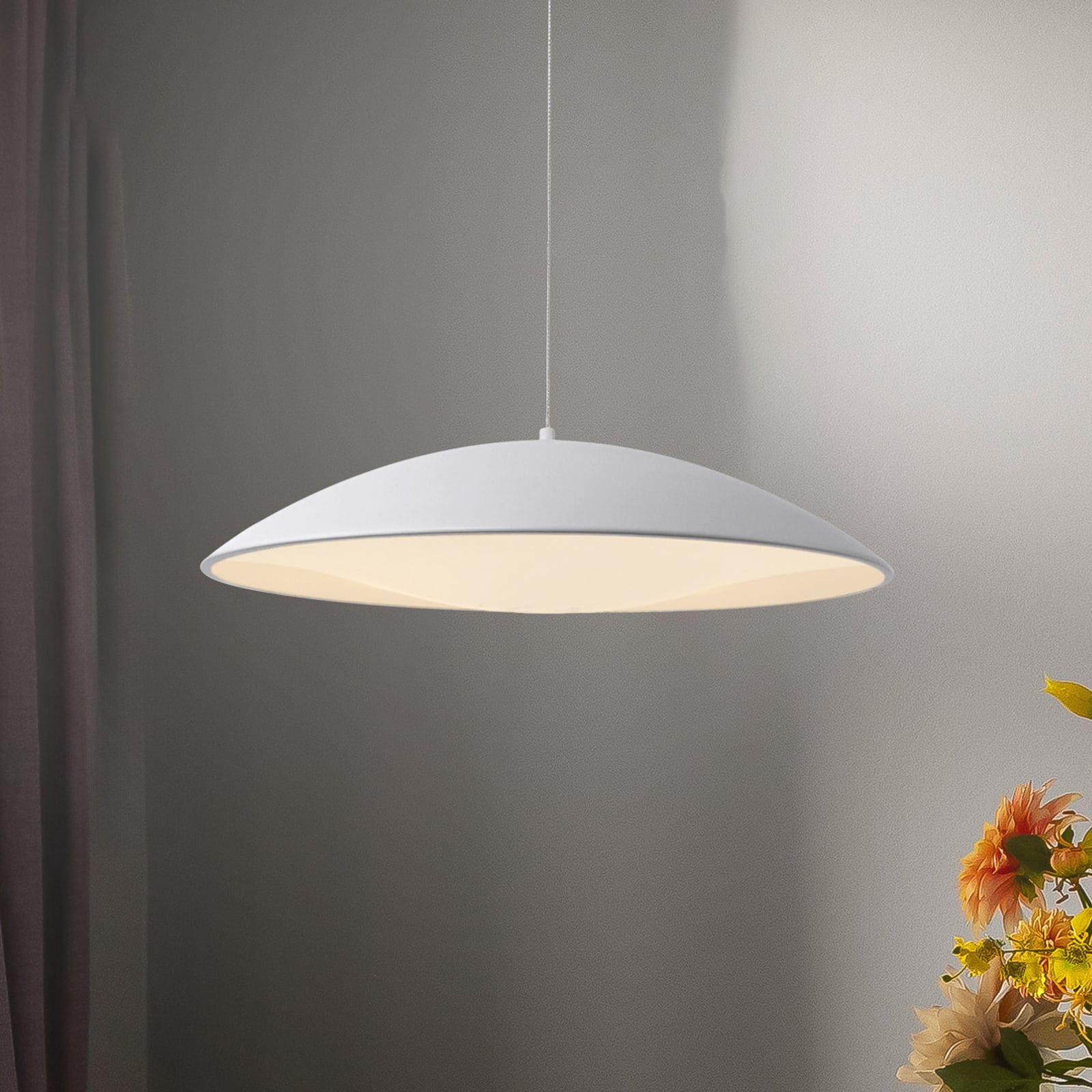 LED viseća svjetiljka LENTE, bijela, Ø 50 cm, metal, s prigušivačem