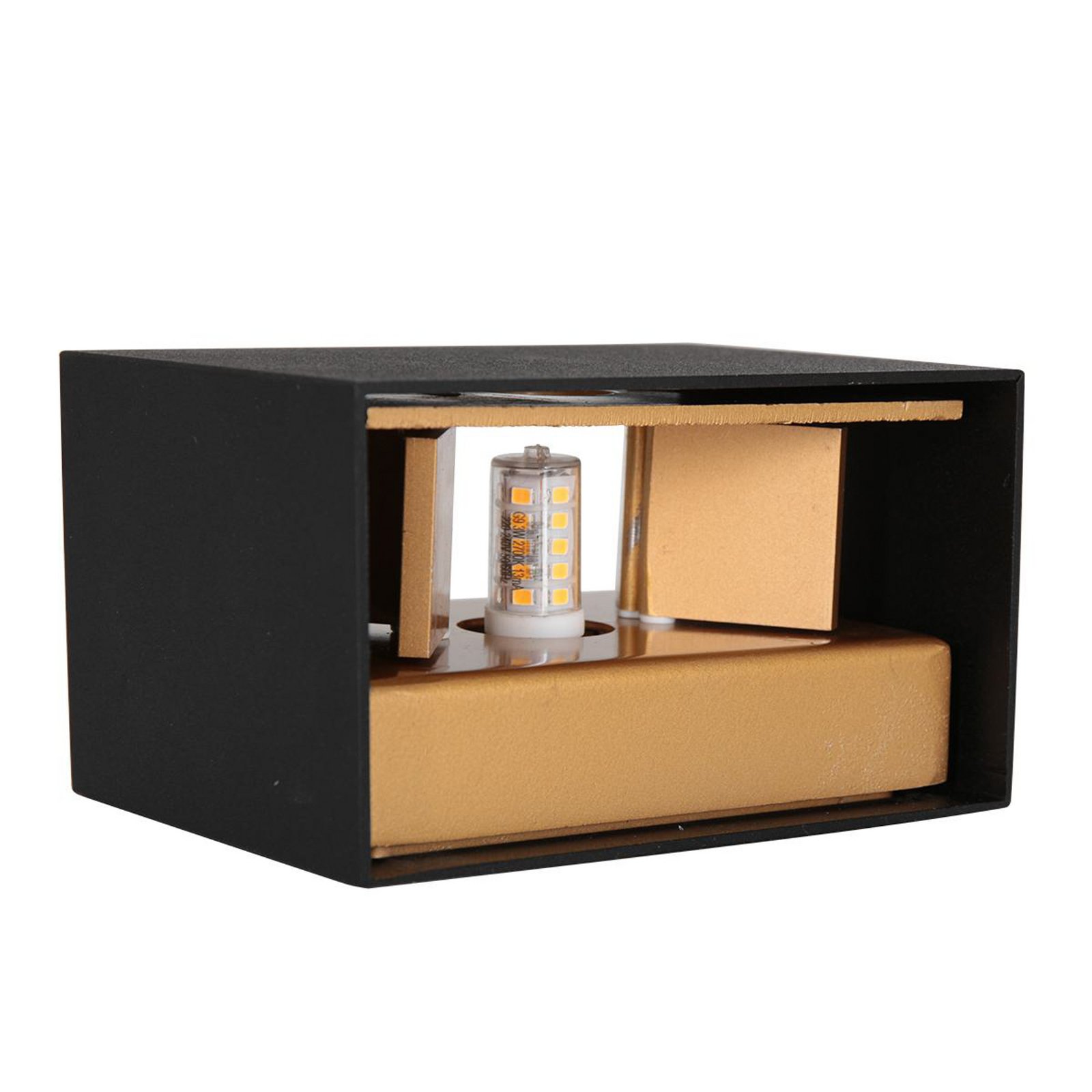 LED wall light Muro 3365, black, angular, G9, 2,700 K