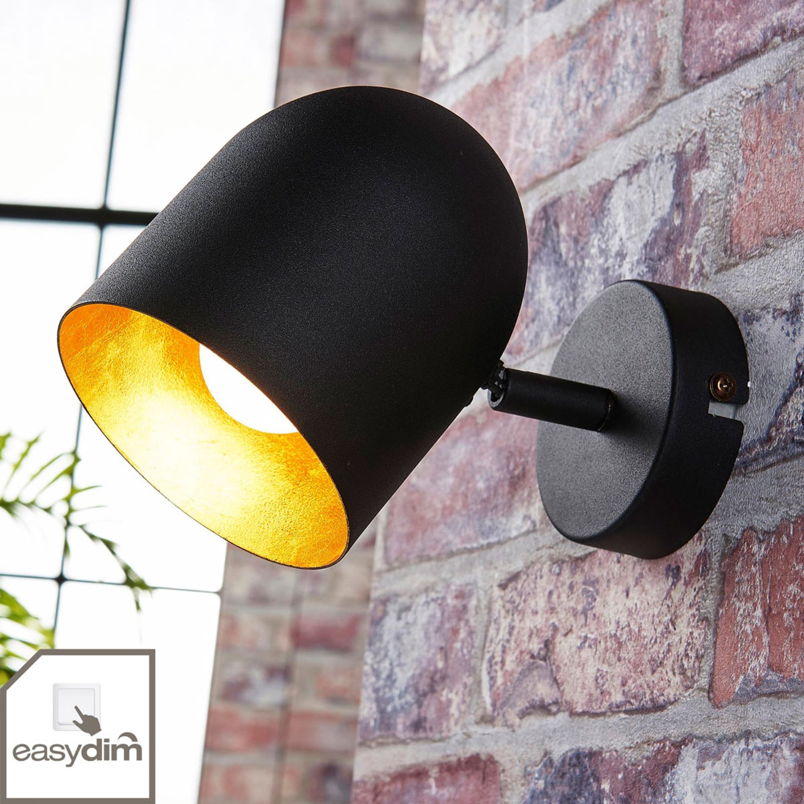 Lindby Black and gold LED spotlight Morik, Easydim, for Living / Dining Room, metal, E14, 5 W, energy efficiency: A+, W: 10 cm