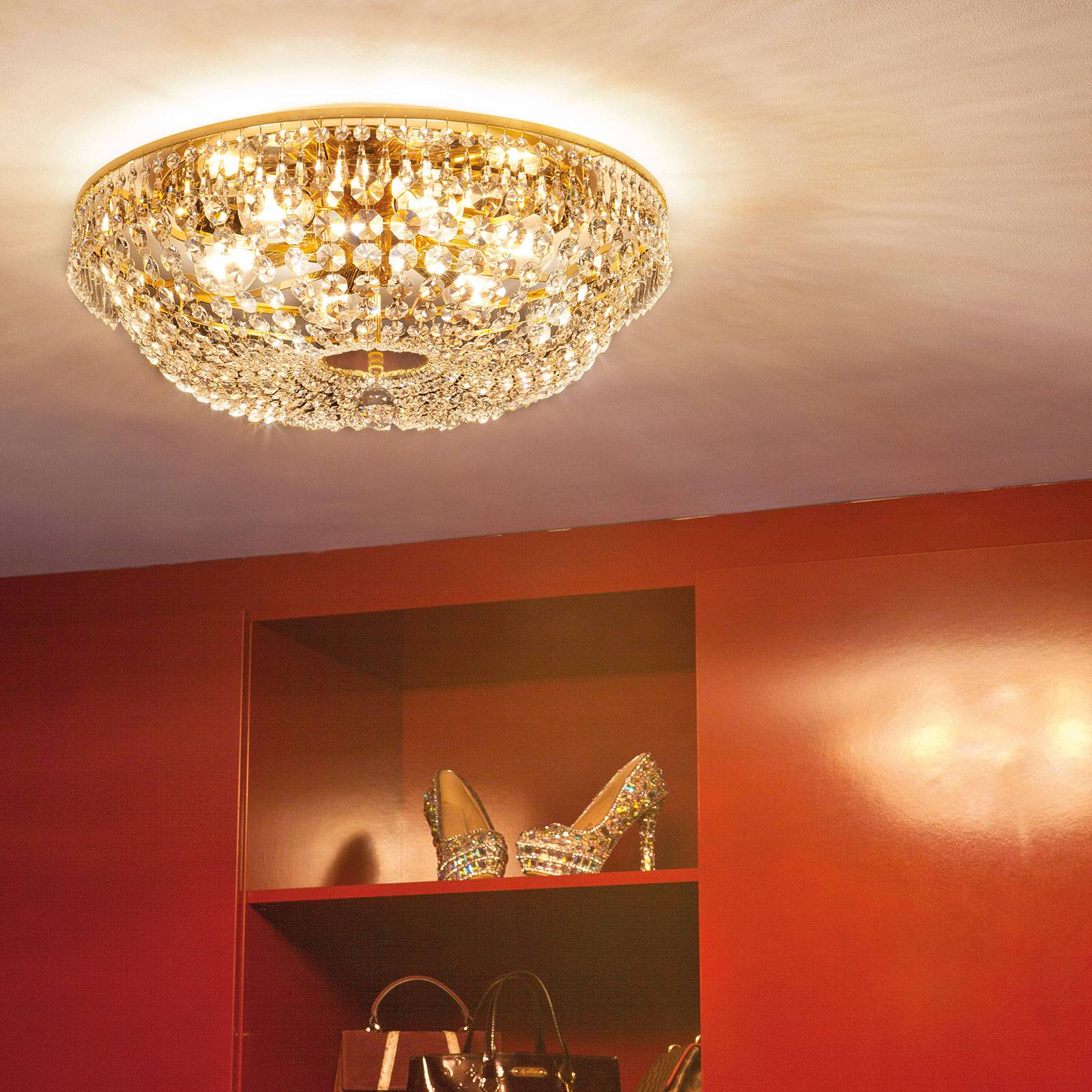 Kryształowa lampa sufitowa SHERATA śr. 55 cm złota