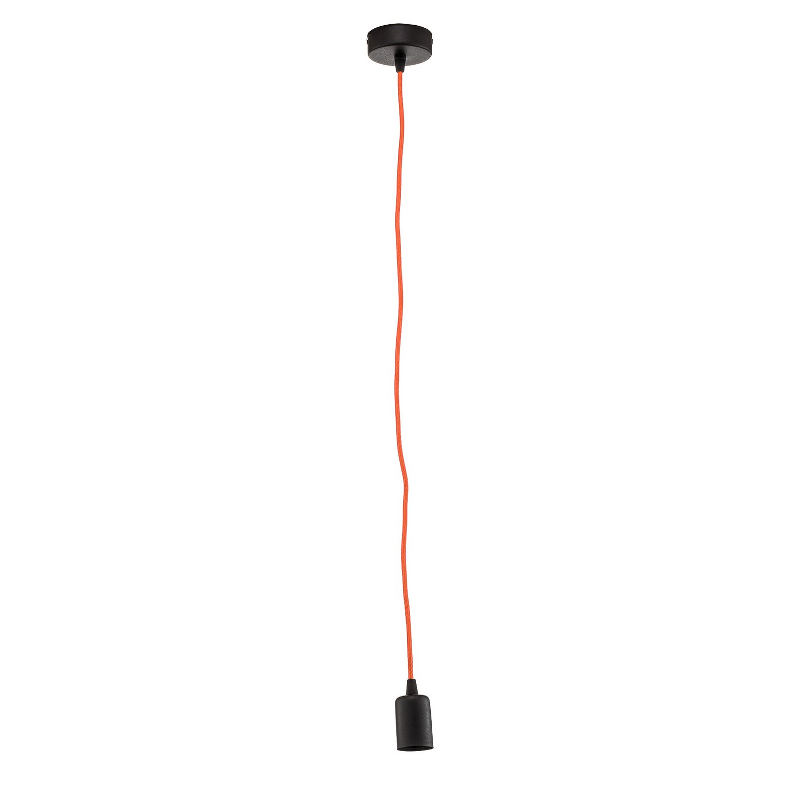 Hanglamp Simple, zwart, kabel oranje