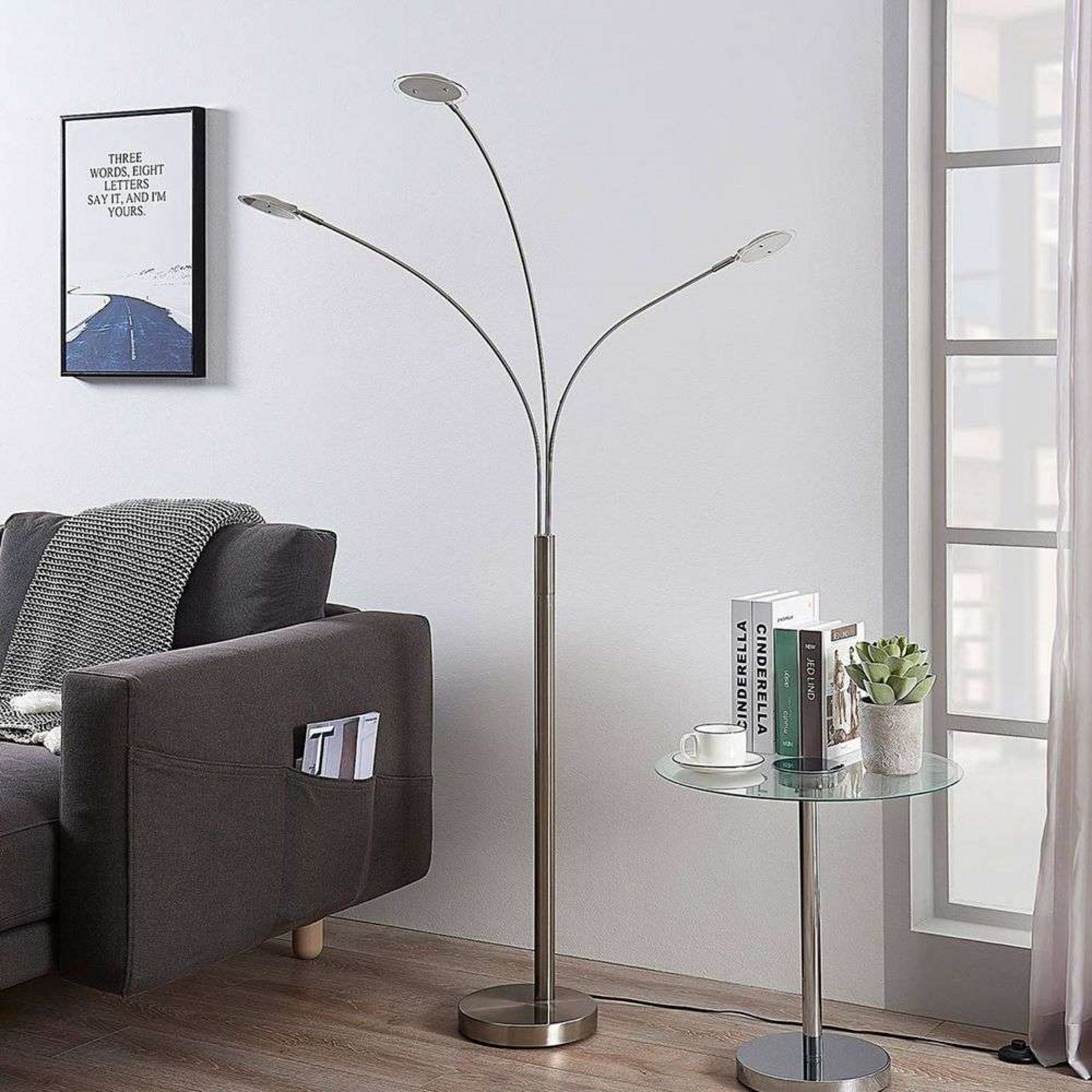 Anea 3 Lampadar Nickel/White - Lindby