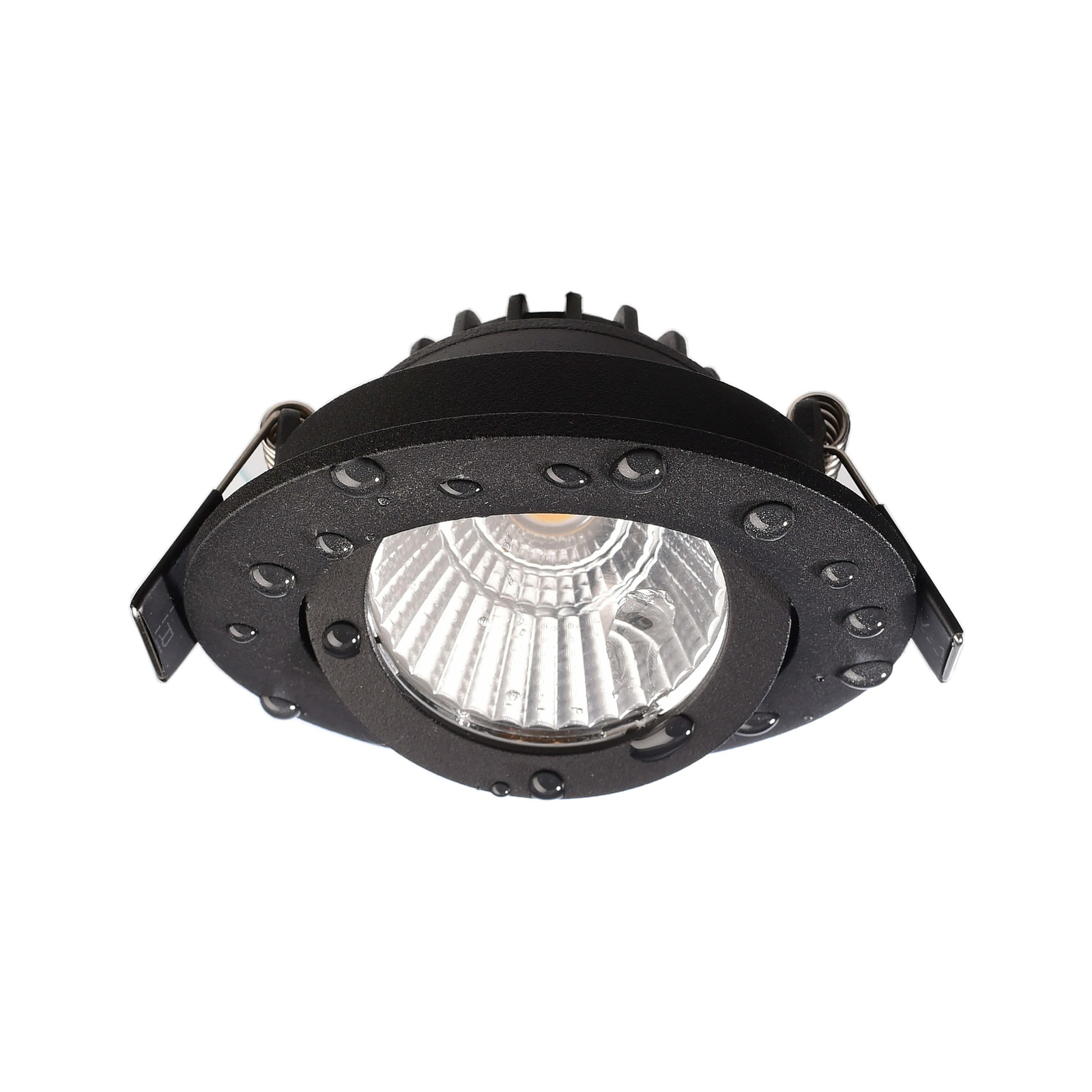 Plafond inbouwlamp Dione, IP44, 3.000 K, zwart, dimbaar