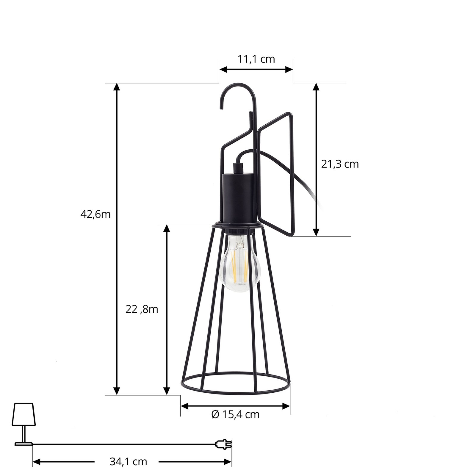 Lampa stołowa Lindby Tharion, czarna, metal, Ø 15,4 cm