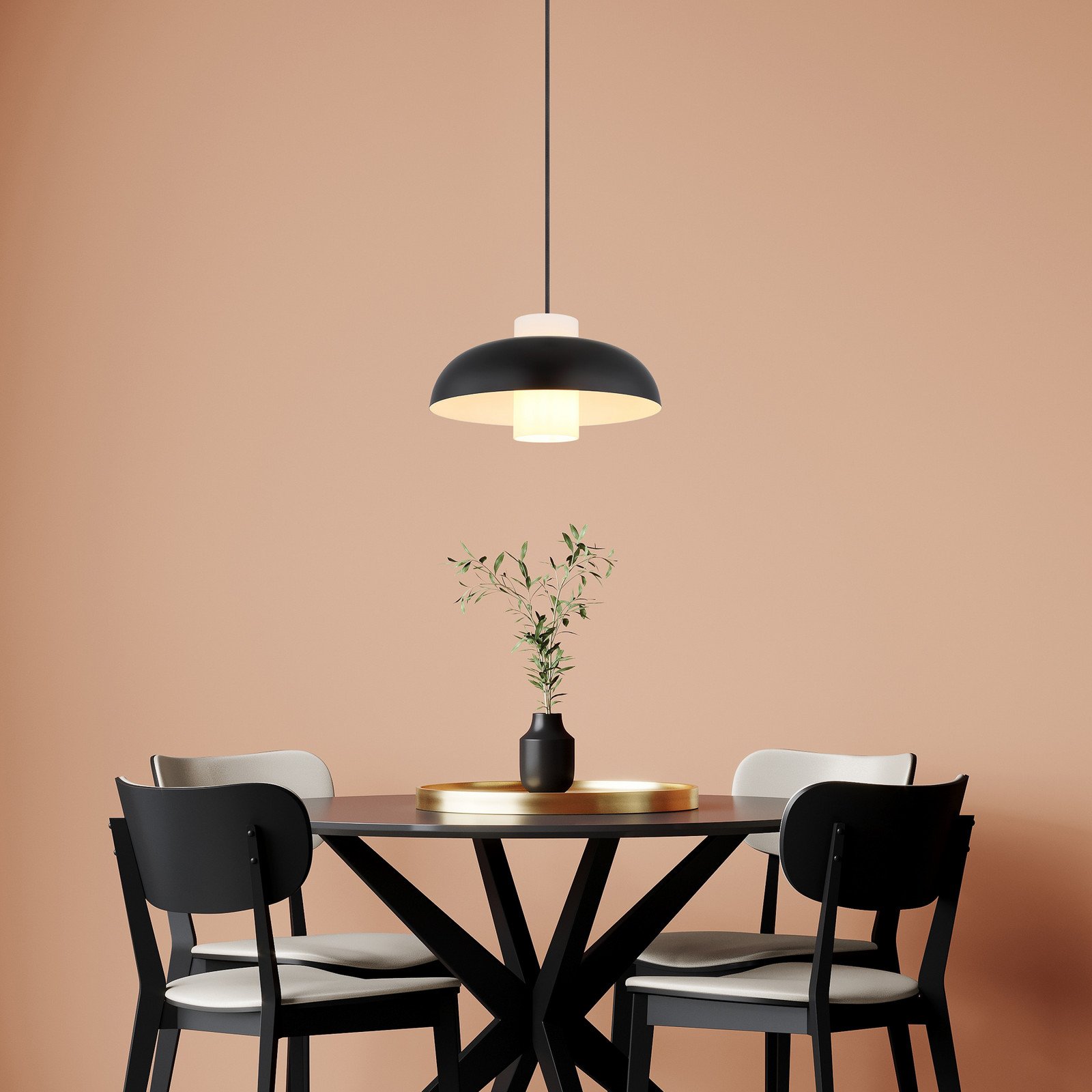 Globo Lampă suspendată Lowe negru mat Ø 38 cm metal - Camera de zi / sufragerie - modern - negru mat opal