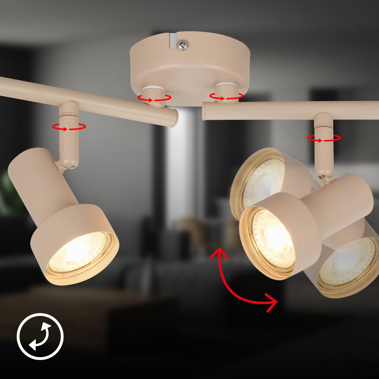 Laesüsteem Tapp, beež, pikkus 61 cm, 4-osaline, metall GU10