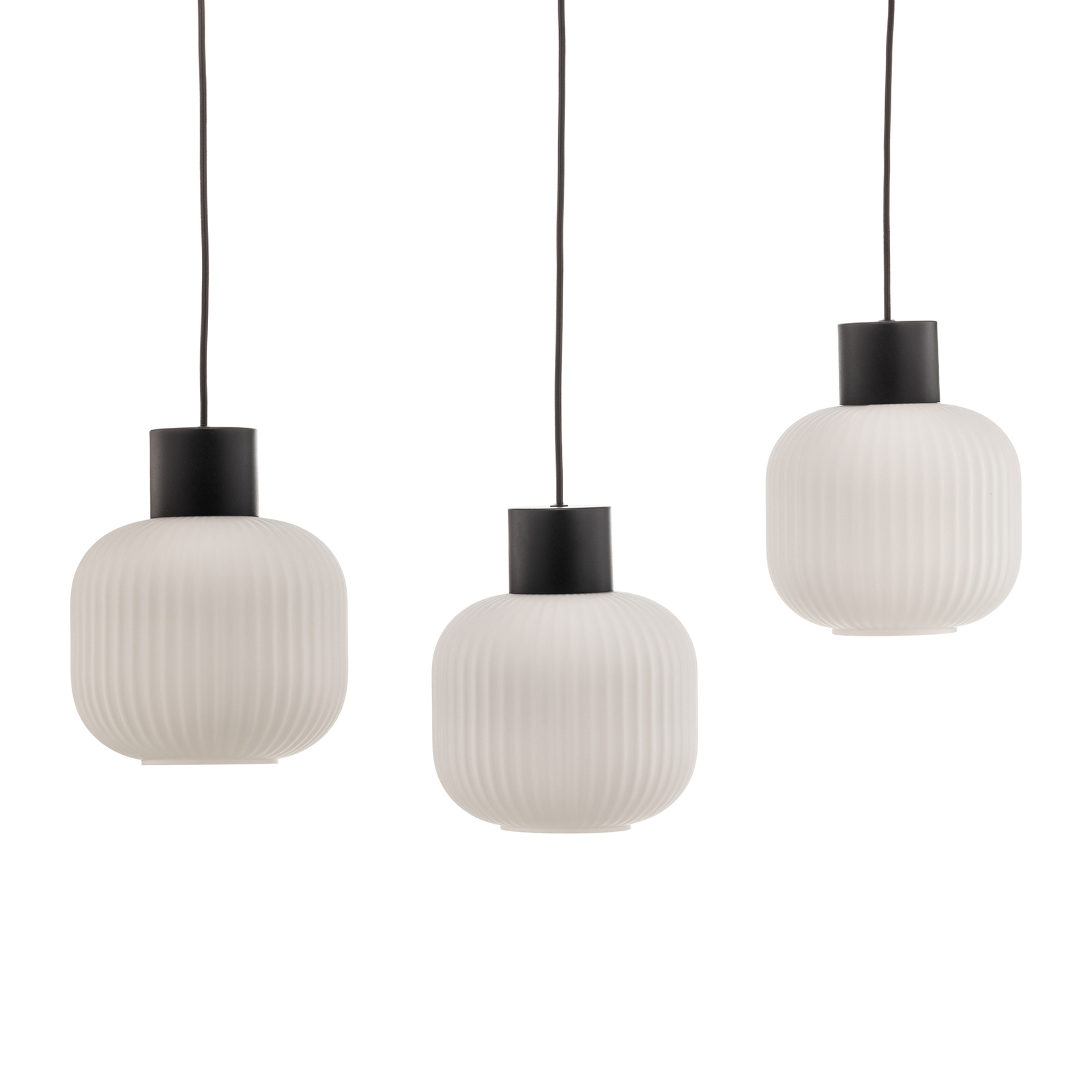 Lucande Lomeris hanging light, 3-bulb, long, white