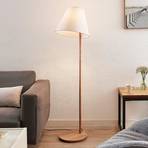Lucande Jinda vloerlamp, houten frame, stof wit