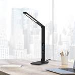 Aluminor Sandra LED stolní lampa s hodinami, černá