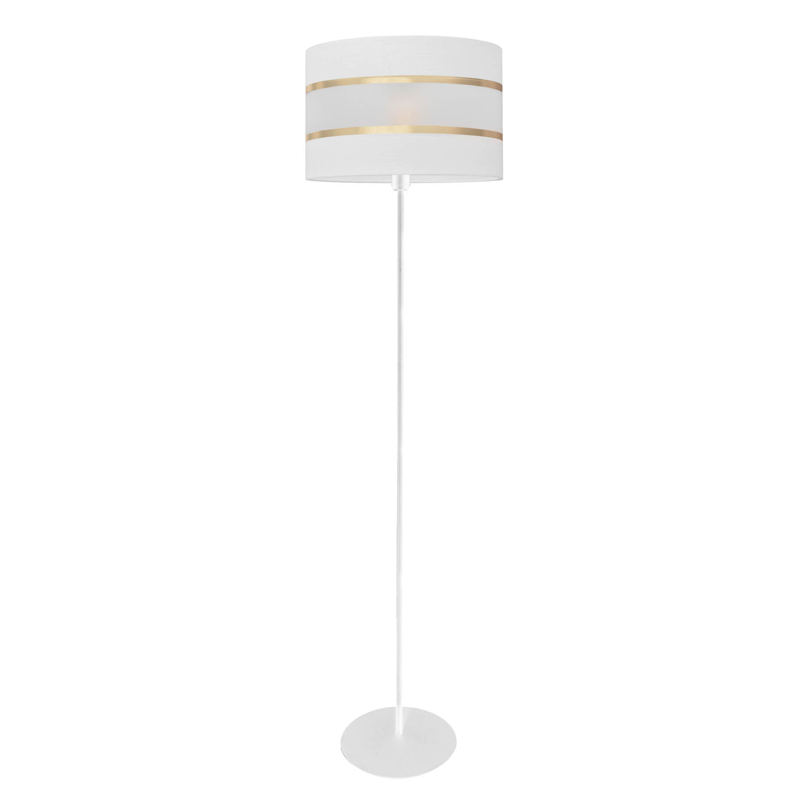 Helen gulvlampe med tekstilskjerm hvit-gull