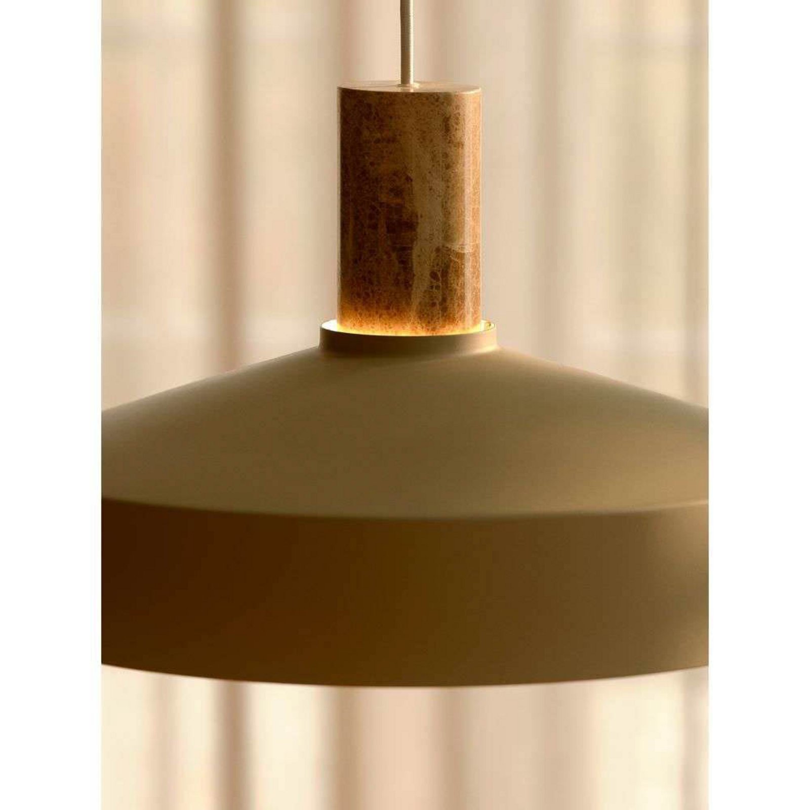 Pendellampe Elvas, beigefarben, Ø 37 cm, Metall/Marmor