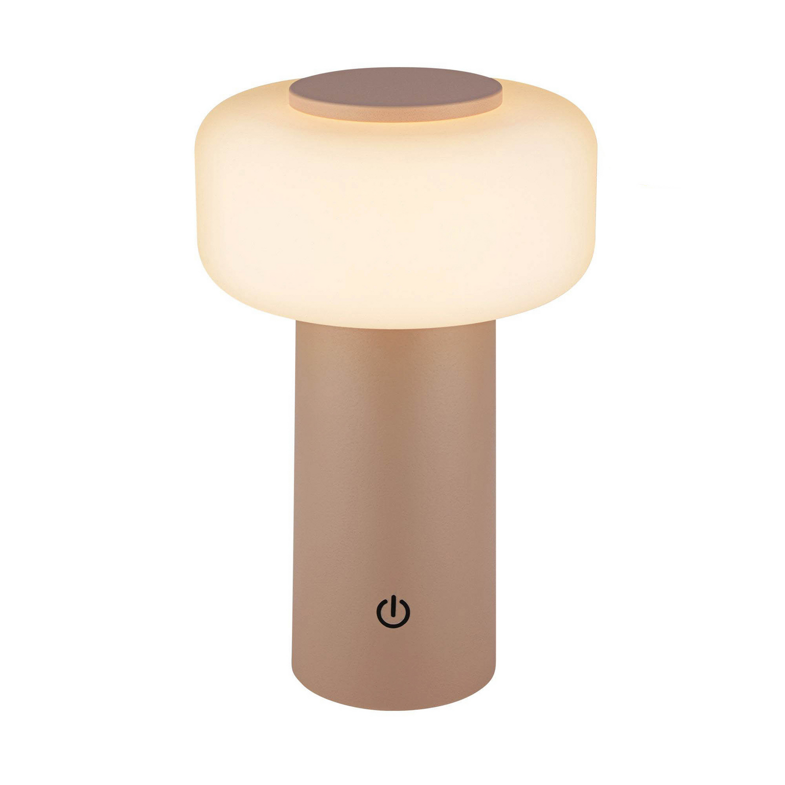 Juna LED rechargeable table lamp, beige, IP44, dimmable, 20 cm