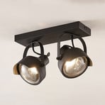 Henega headlamp ceiling spotlight, black, 2-bulb