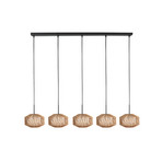 Suspension Ropex 4530, à 5 lampes, longue, noire, câble marron