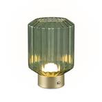 Lampe de table LED rechargeable Lord, laiton/vert, hauteur 19,5 cm, verre