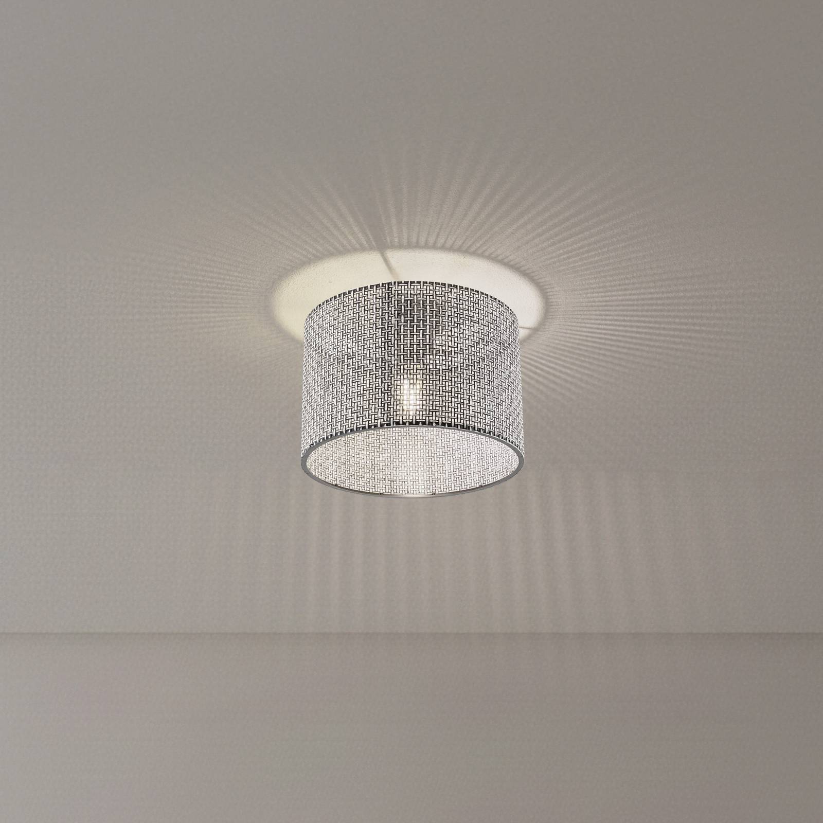 Deckenleuchte Goza, schwarz gemustert, Stoff, Ø 30 cm günstig online kaufen