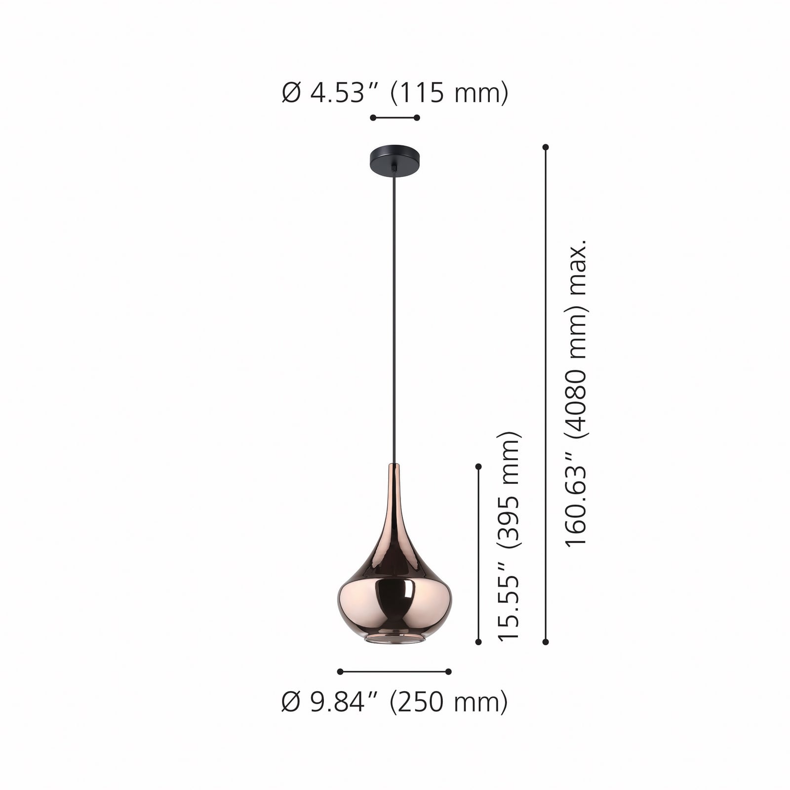 Suspension Almoster, cuivre, Ø 25 cm, verre - Stars of Light