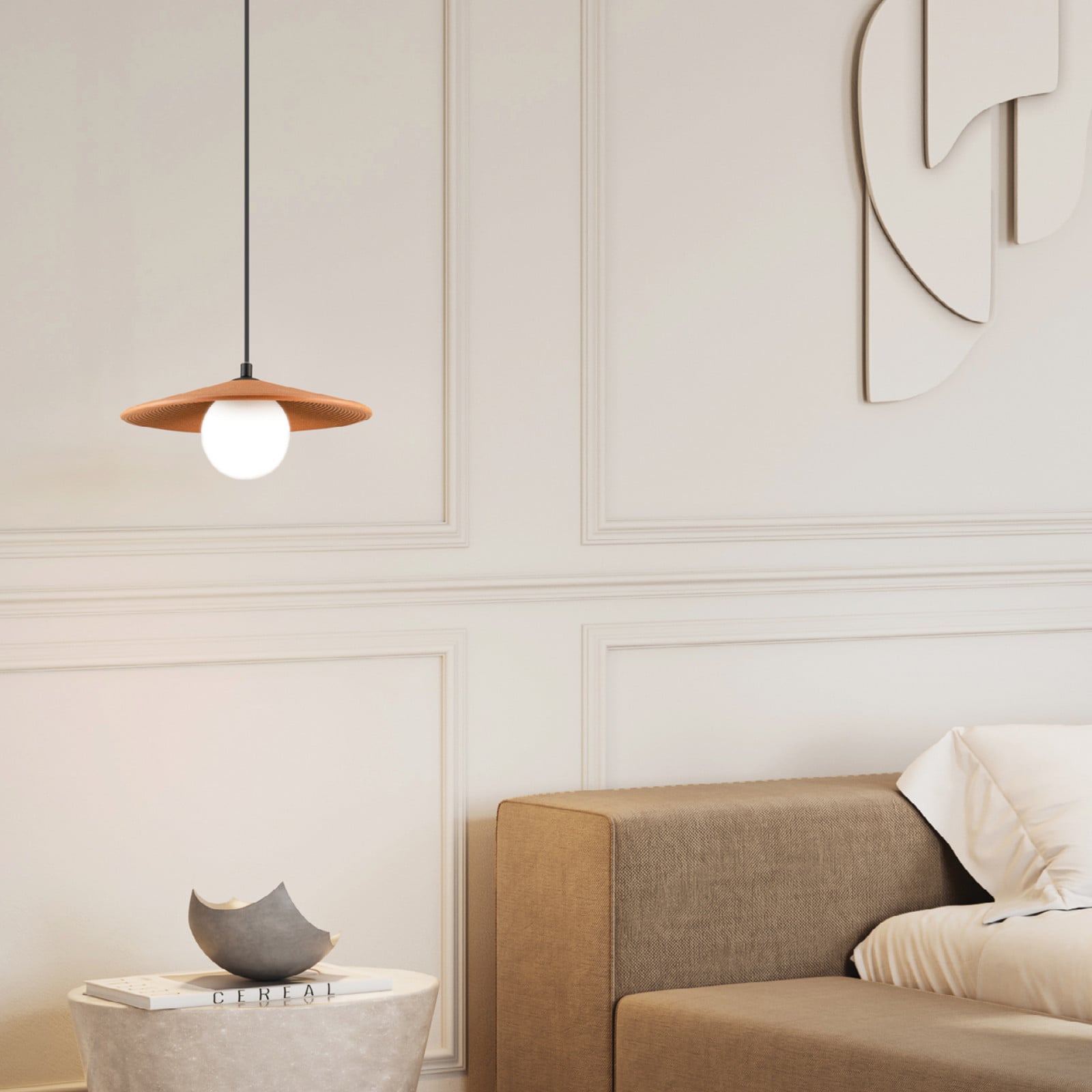 Zambelis Lampă suspendată 2598 teracotă Ø 29 cm ceramică/sticlă G9 - Camera de zi / sufragerie - teracotă alb opal - Tencuială / Argilă