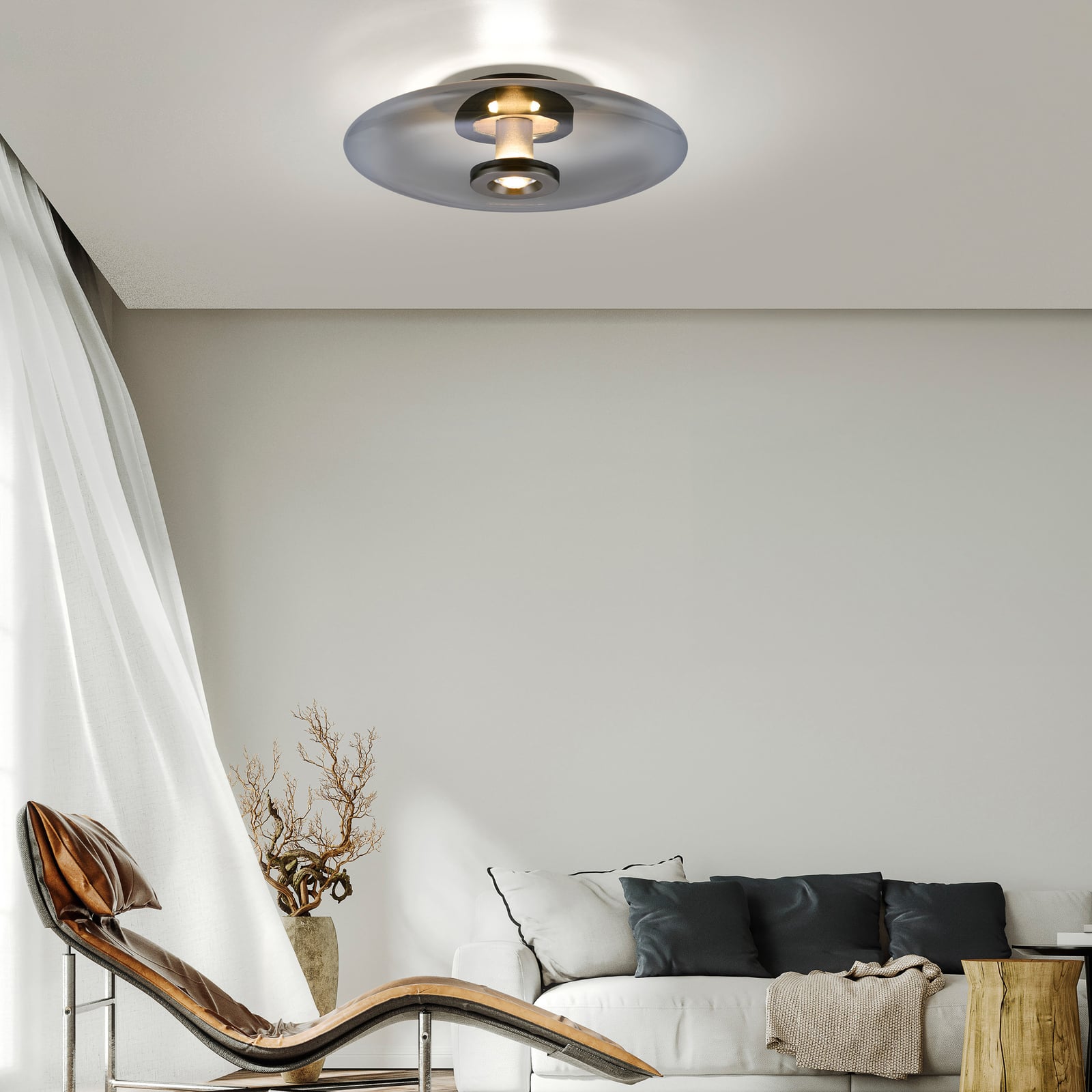 Vitrum LED-Deckenlampe, grau, Glas/Aluminium, Ø 45 cm - PURE Vitrum LED-Deckenlampe, grau, Glas/Aluminium, Ø 45 cm - PURE