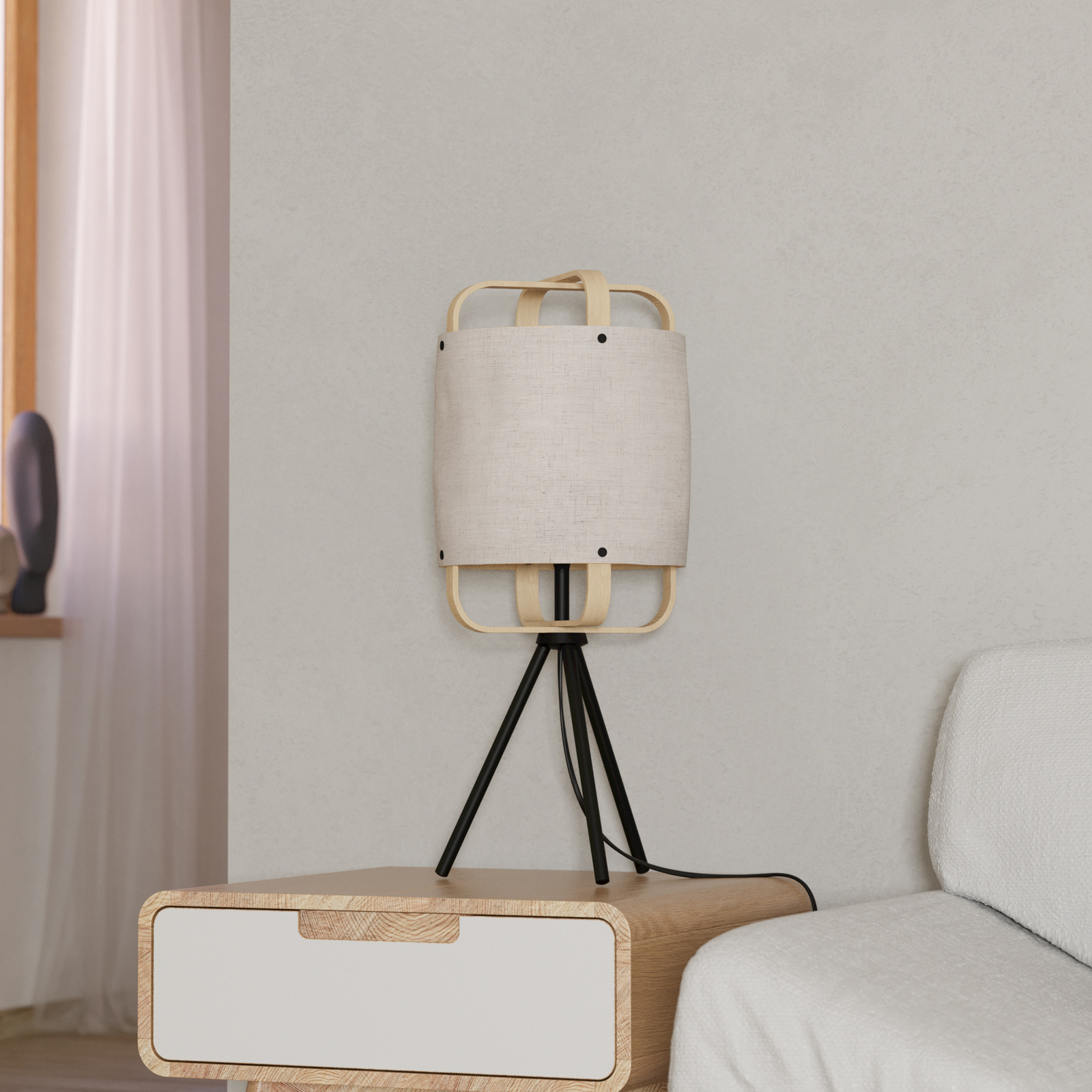 Επιτραπέζιο φωτιστικό Surfleet με σκιά από μπαμπού / λινό