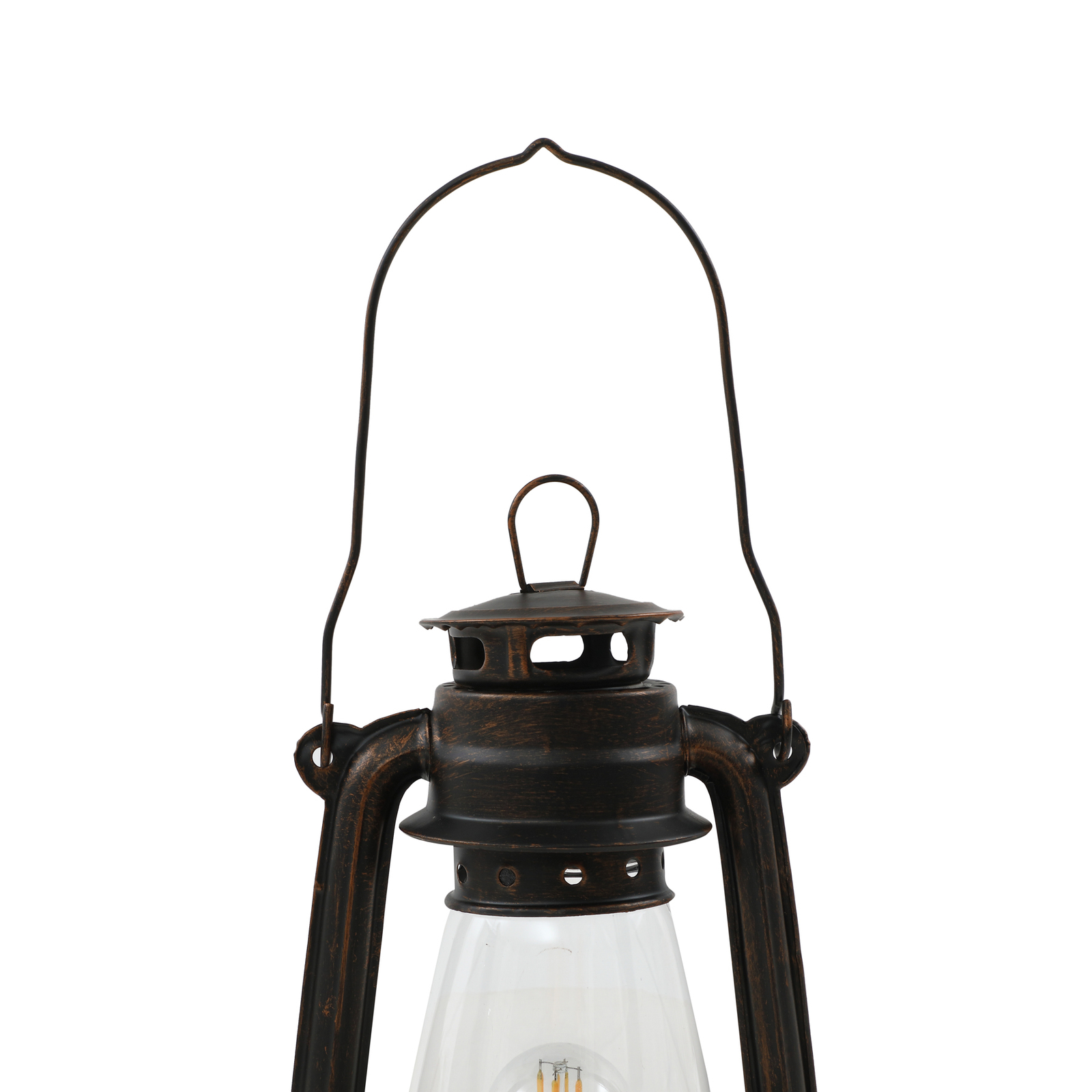 Lindby Raisa stolna lampa, lanterna, u boji hrđe