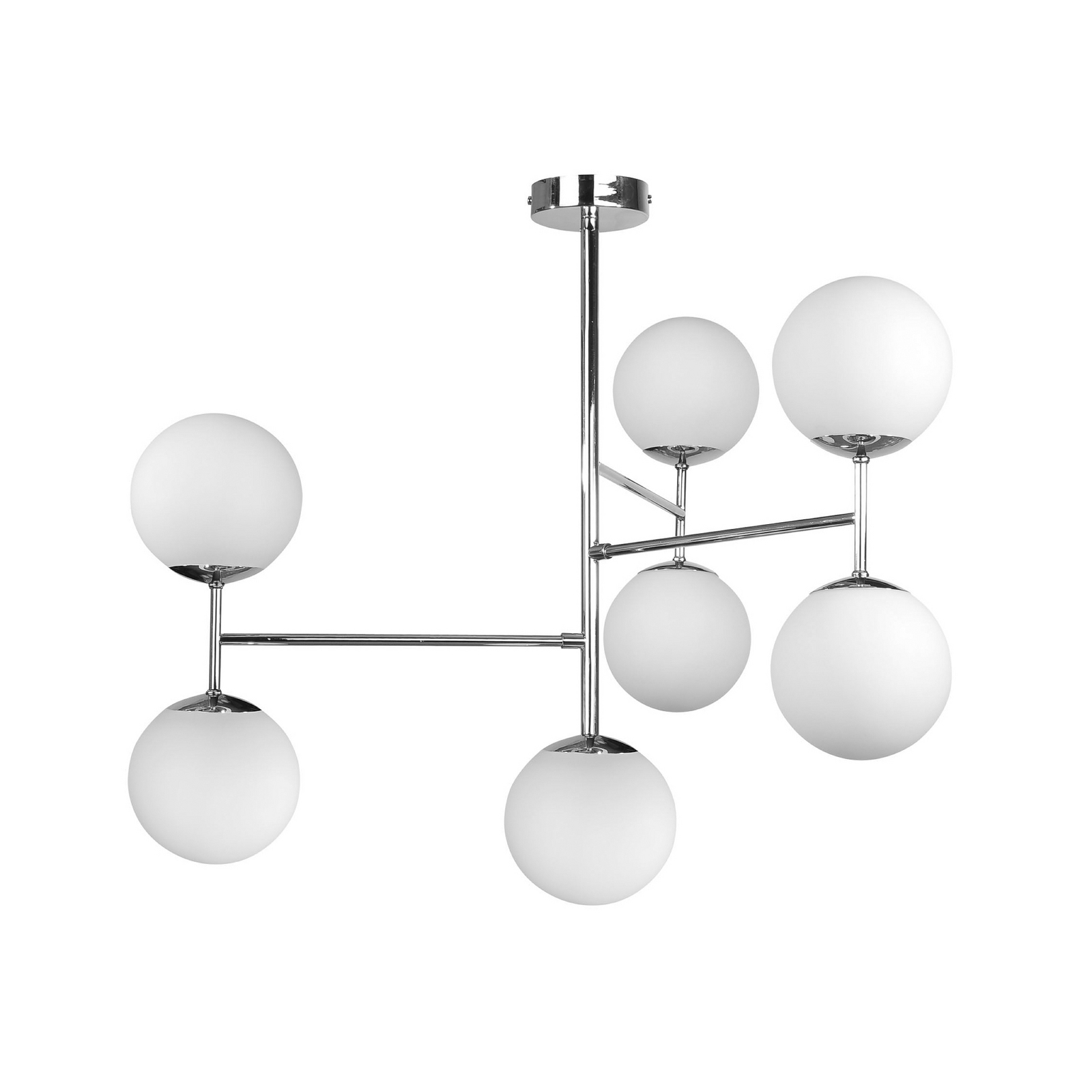 Deckenlampe Korek, chrom/weiß, Glas, 75 cm, 7-flg., E14