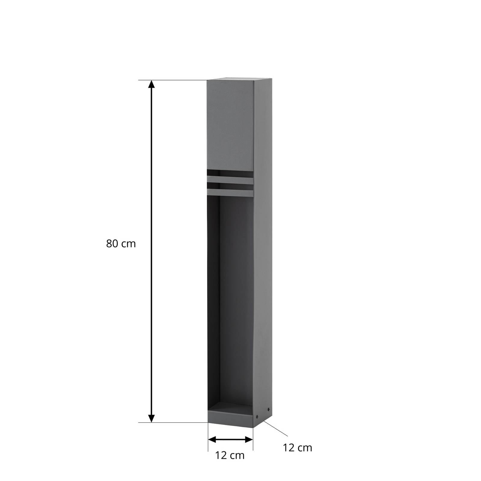 Słupek oświetleniowy LED Lucande Oxido, kolor antracytowy, wysokość 80 cm,