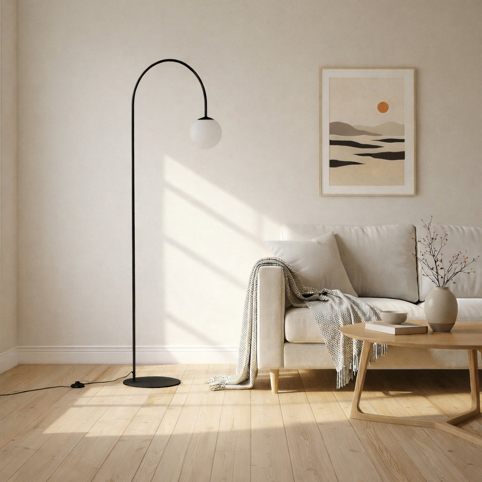 Stehleuchte Nova, Glas/Metall, schwarz/weiß, Höhe 155 cm Stehleuchte Nova, Glas/Metall, schwarz/weiß, Höhe 155 cm