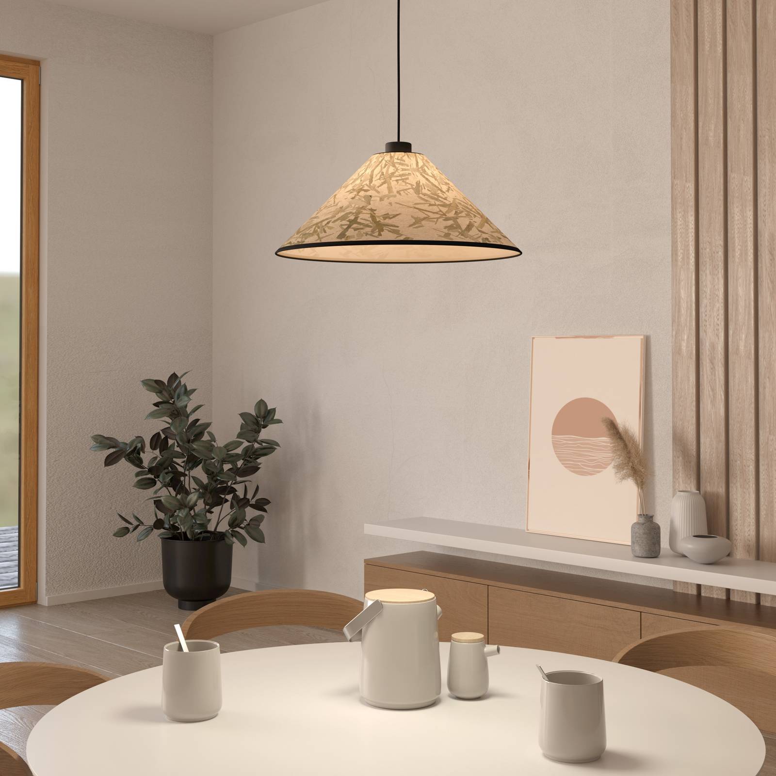 Hängeleuchte Oxpark,  Ø 42 cm, grün/weiß/schwarz, Stoff günstig online kaufen