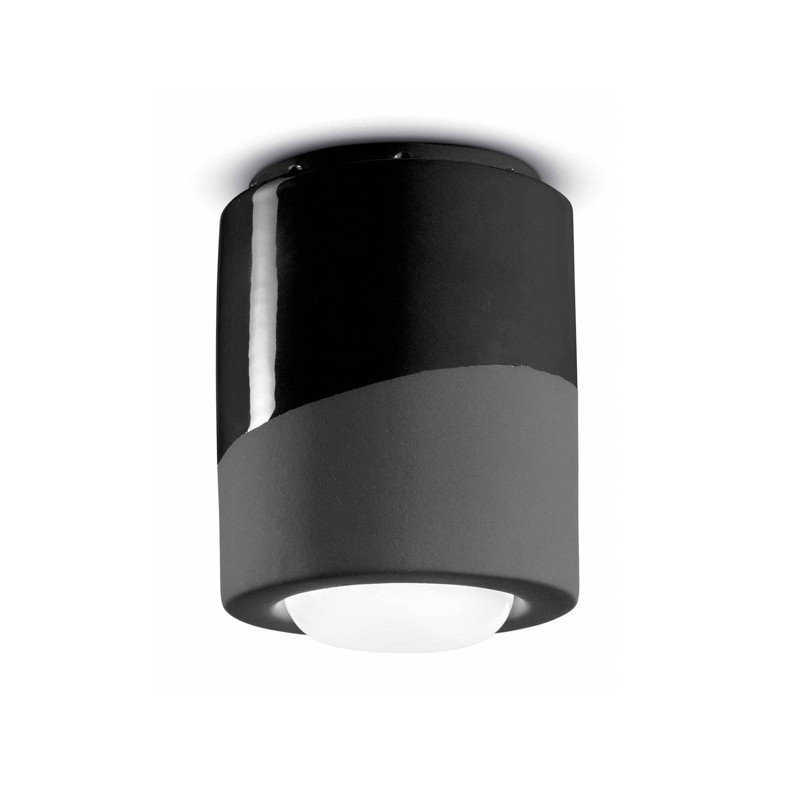 ferroluce plafonnier pi, cylindrique, ø 12,5 cm noir